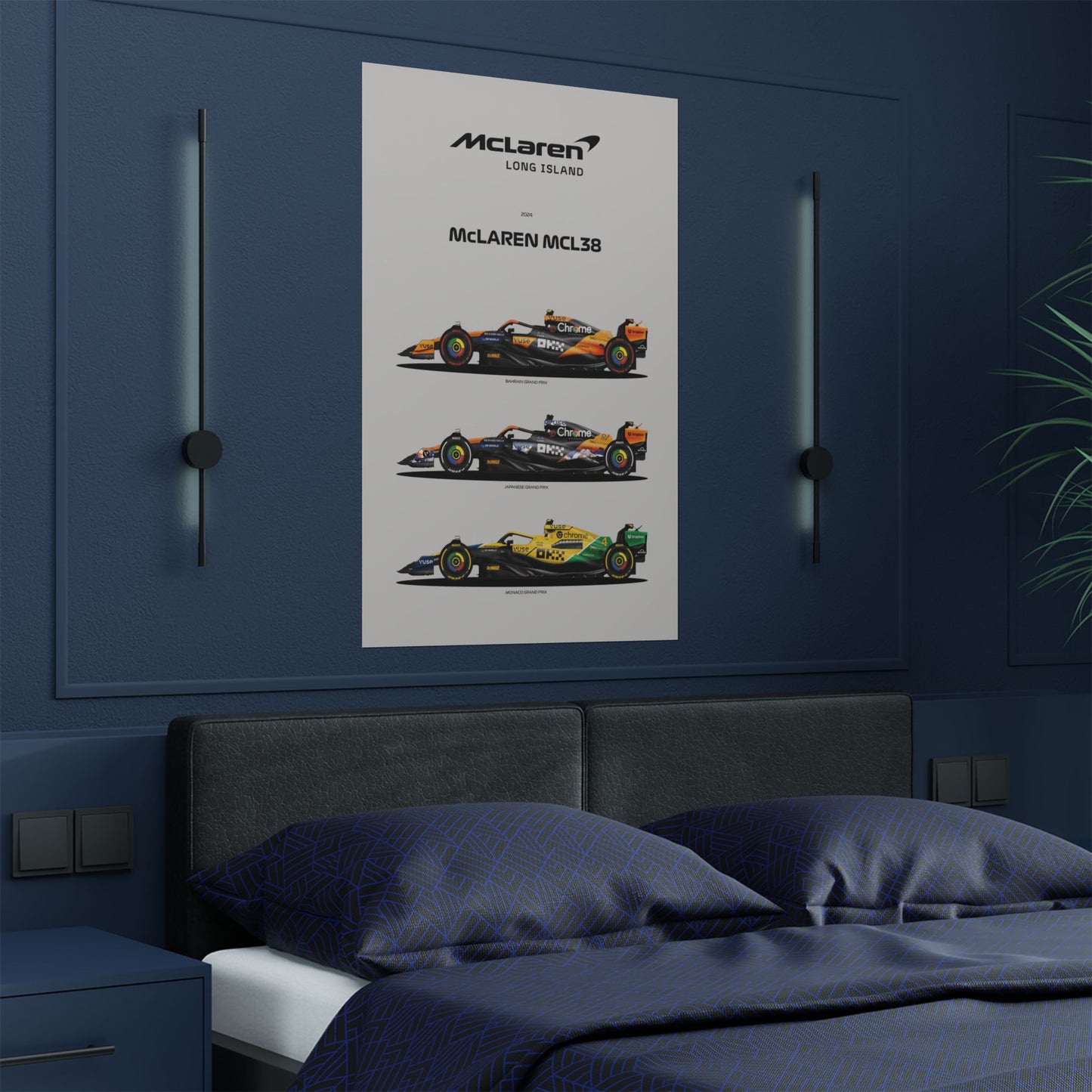 McLaren Long Island Formula 1 inspired| McLaren McL38 livery Satin Poster