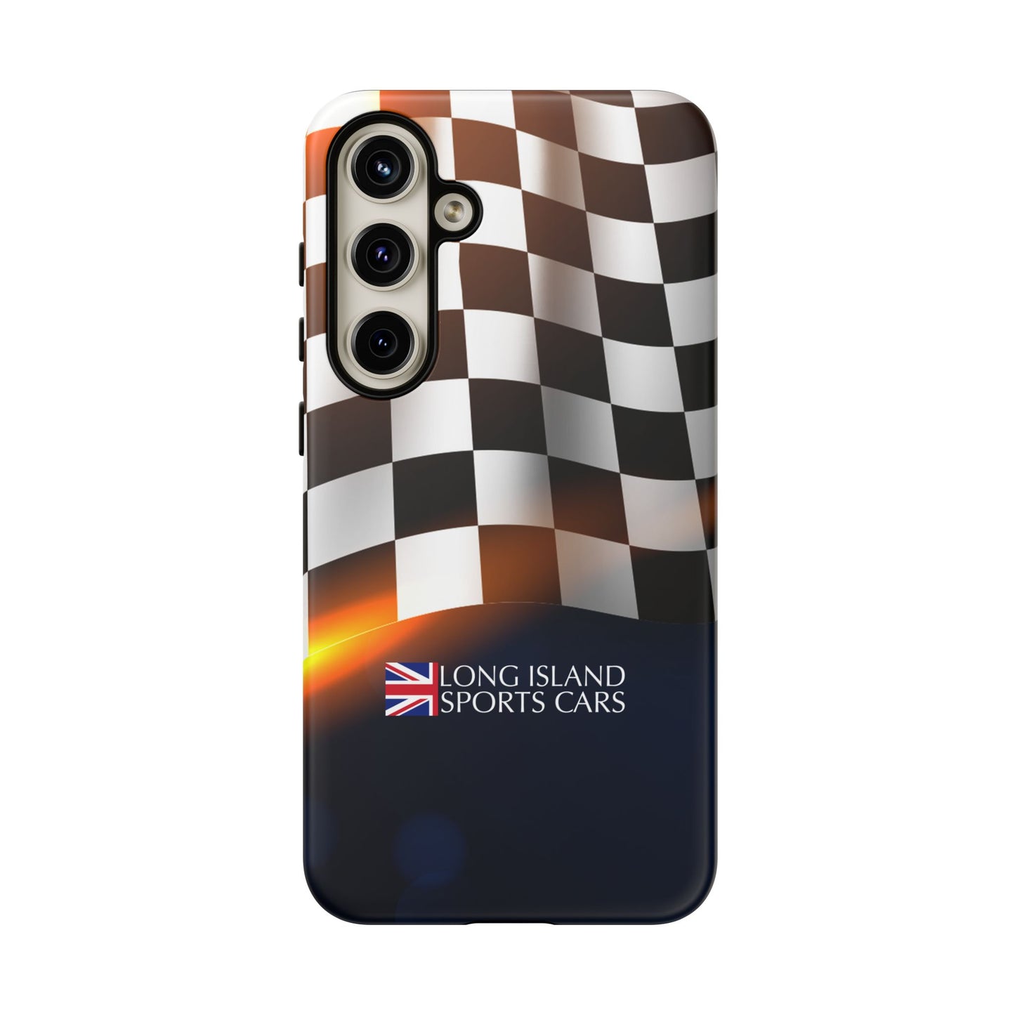 Long Island Sports Cars F1 Checkered Flag Impact-Resistant Phone Case | Durable Protection for Car Enthusiasts