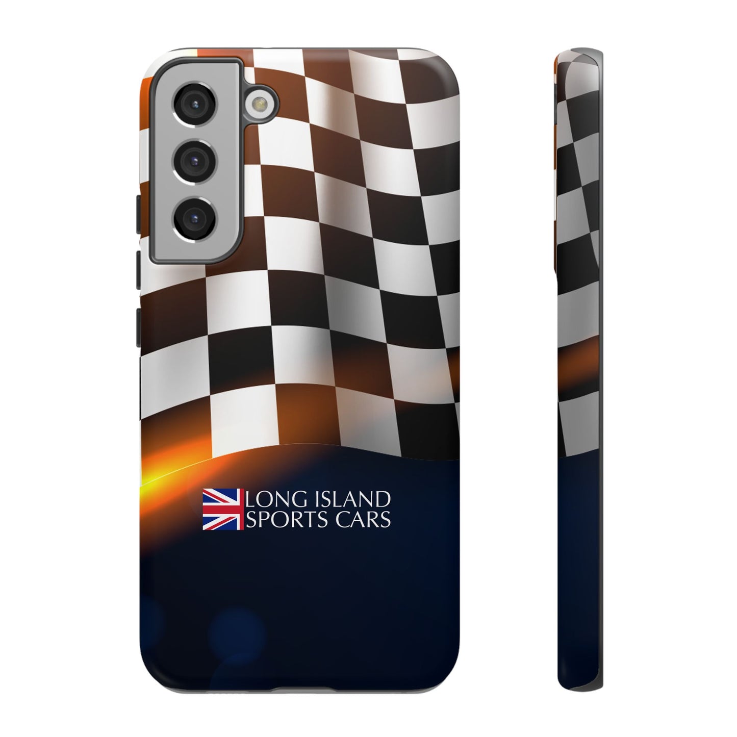 Long Island Sports Cars F1 Checkered Flag Impact-Resistant Phone Case | Durable Protection for Car Enthusiasts