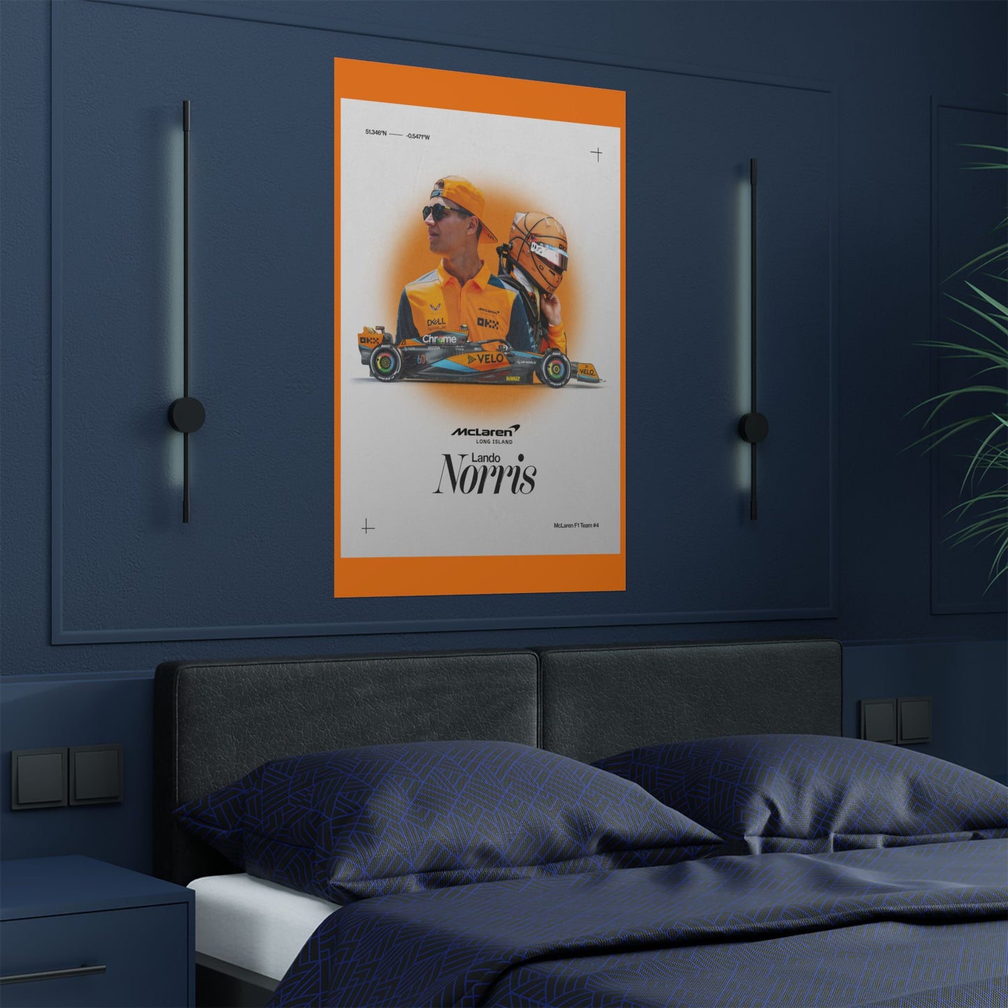 McLaren Long Island F1 inspired Lando Norris Satin Poster Home Decor for F1 Fans