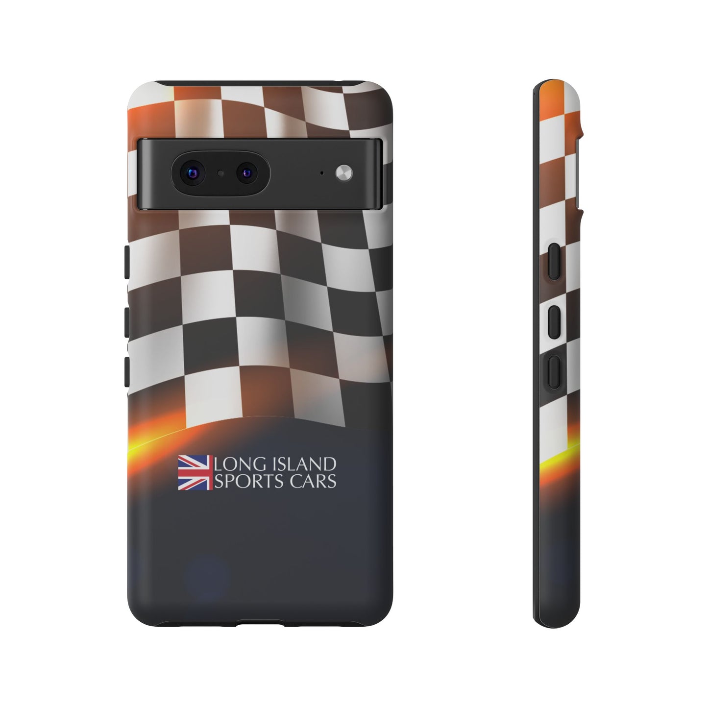 Long Island Sports Cars F1 Checkered Flag Impact-Resistant Phone Case | Durable Protection for Car Enthusiasts