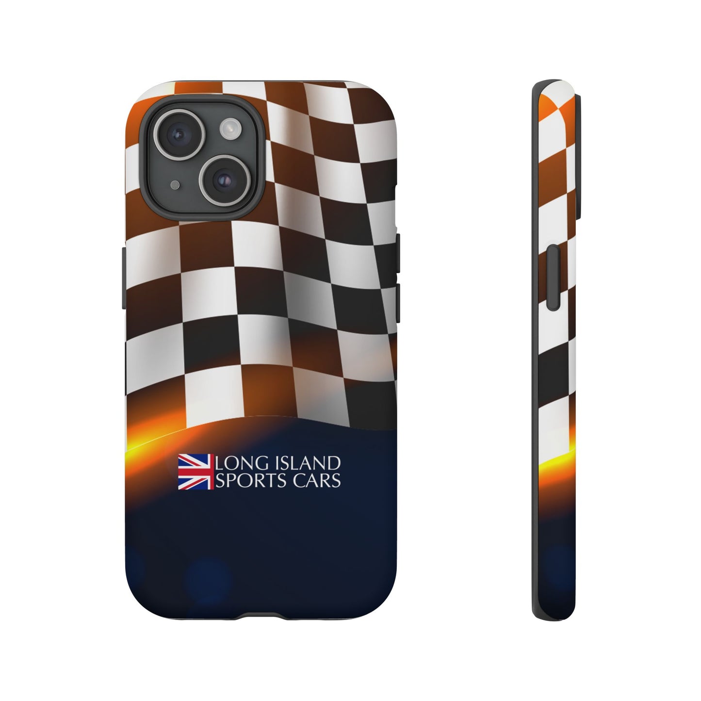 Long Island Sports Cars F1 Checkered Flag Impact-Resistant Phone Case | Durable Protection for Car Enthusiasts