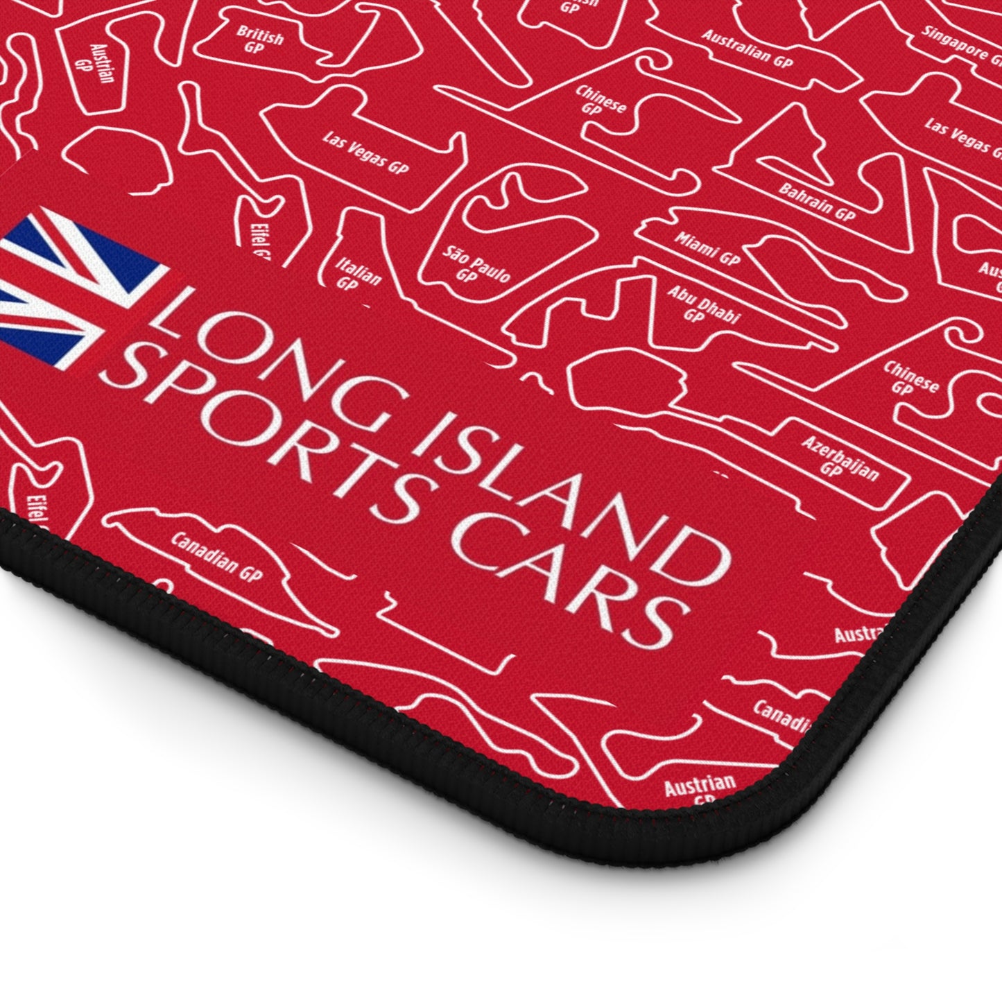Long Island Sports Cars Mouse Pad Red F1 Racing Track Pattern Desk Mat