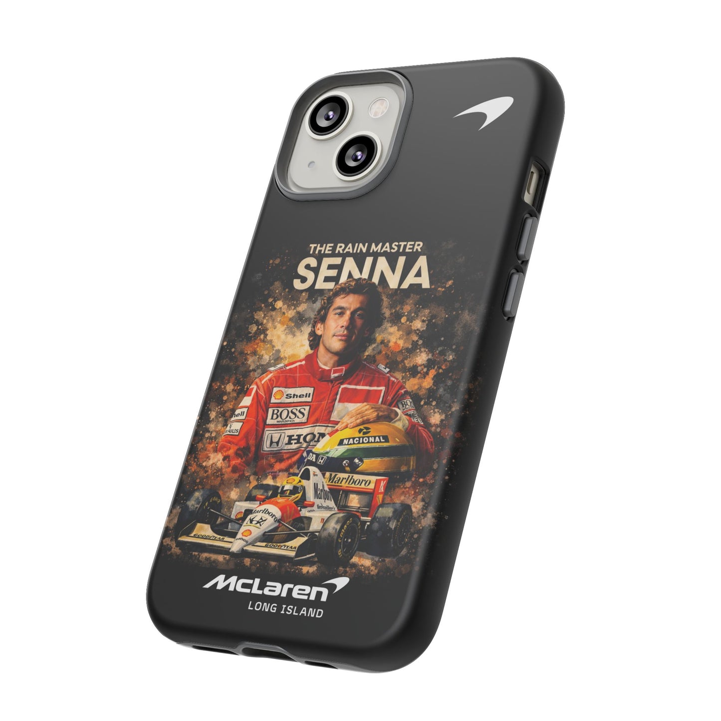 McLaren Long Island “The Rain Master” Ayrton Senna Inspired Impact-Resistant Phone Case | Durable Protection for Car Enthusiasts