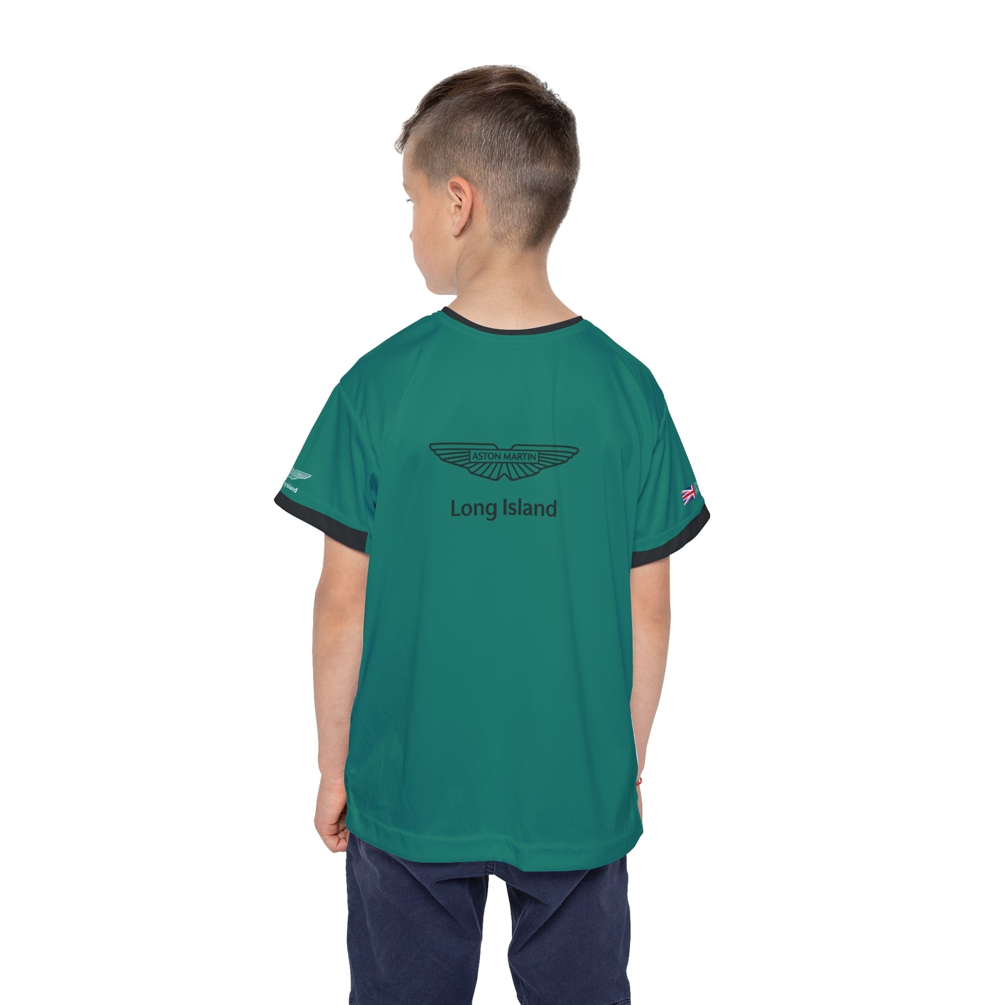 Kids Sports Jersey -Aston Martin Formula 1 inspired Design for Young Speed Enthusiasts