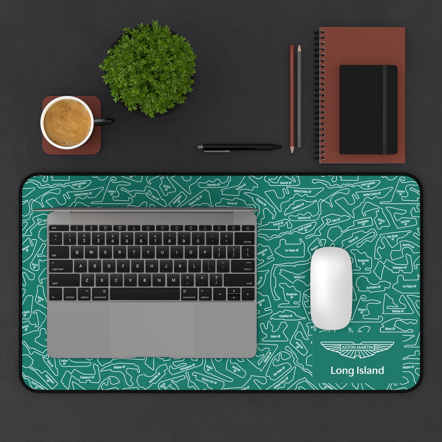 Aston Matin Long Island Mouse Pad Red F1 Racing Track Pattern Desk Mat