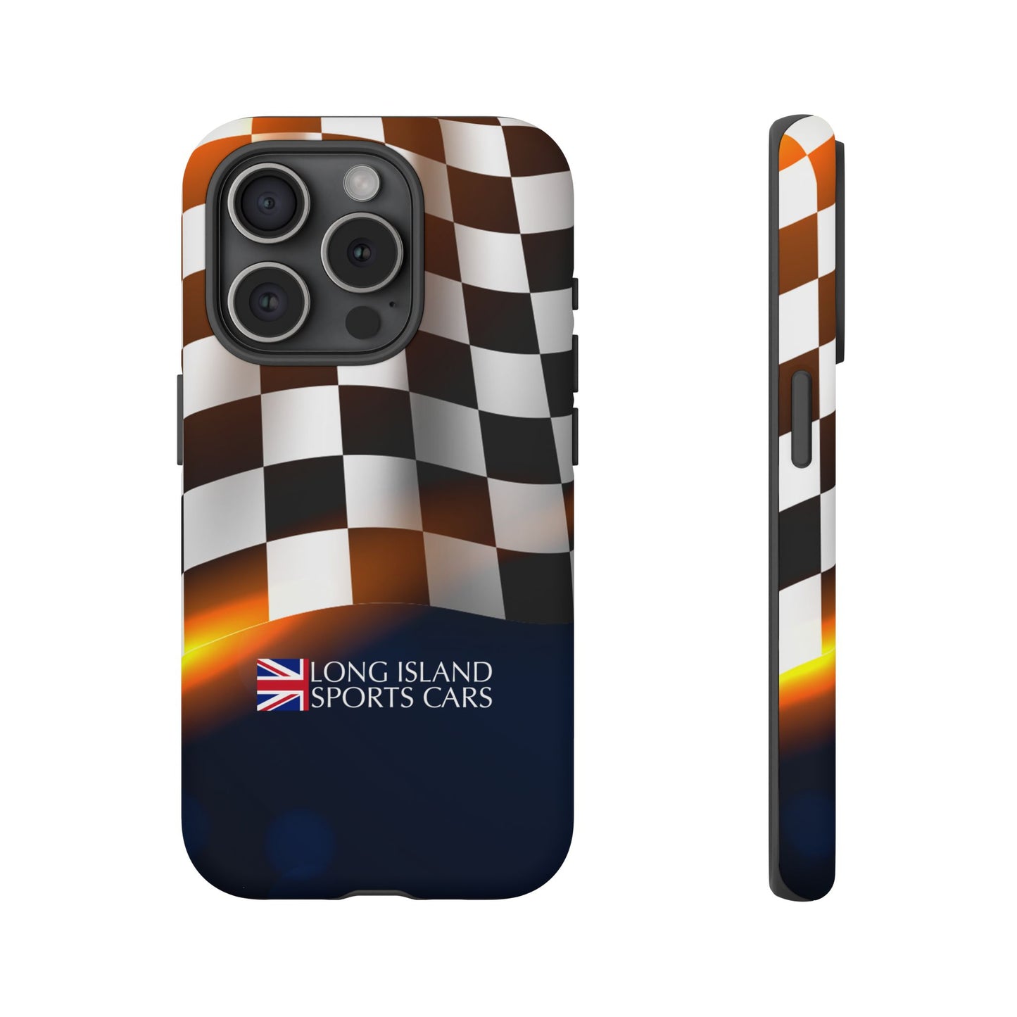 Long Island Sports Cars F1 Checkered Flag Impact-Resistant Phone Case | Durable Protection for Car Enthusiasts