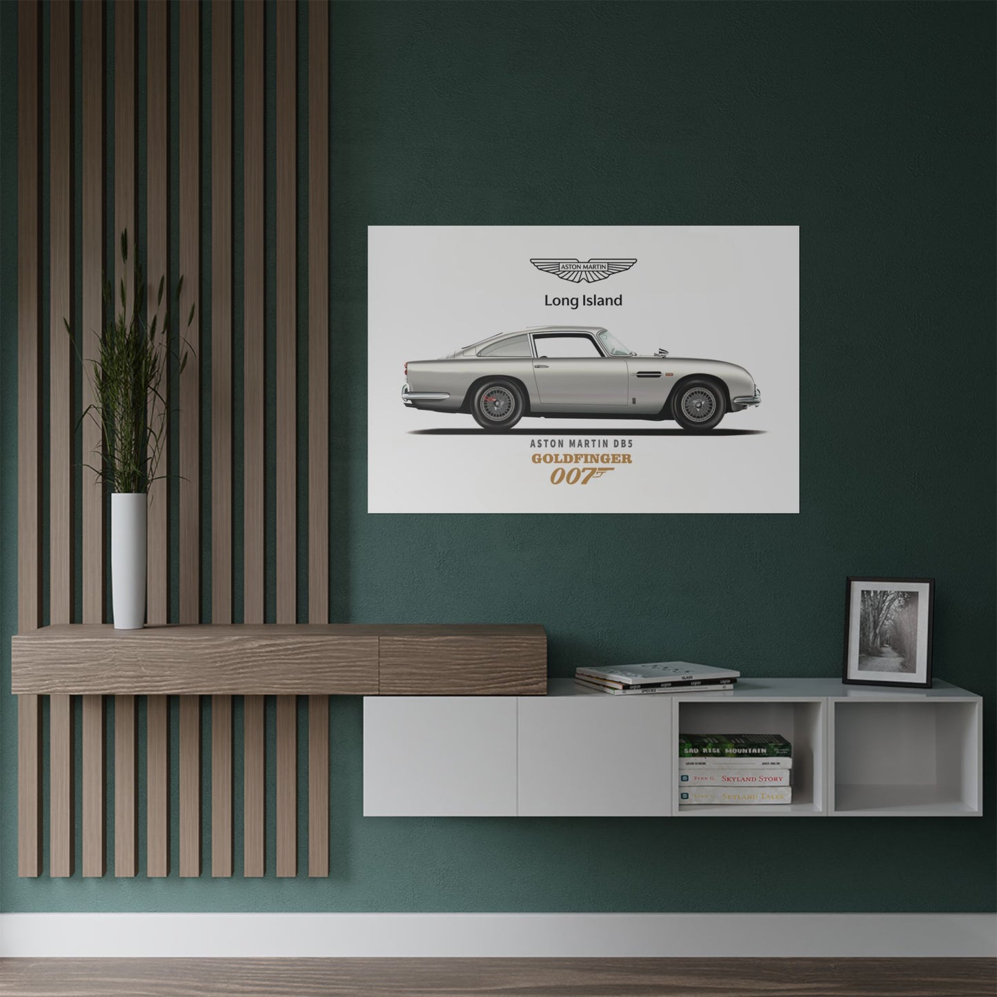 Aston Martin Long Island DB5 Goldfinger 007 inspired (W) Satin Poster