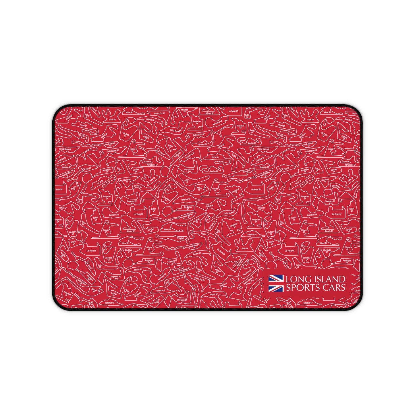 Long Island Sports Cars Mouse Pad Red F1 Racing Track Pattern Desk Mat
