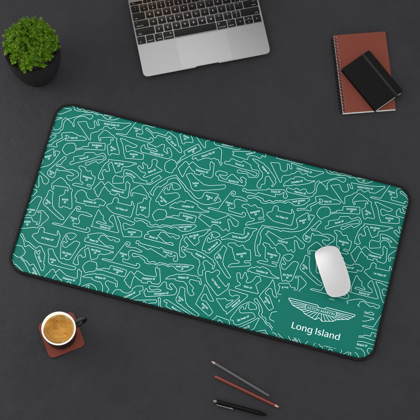 Aston Matin Long Island Mouse Pad Red F1 Racing Track Pattern Desk Mat