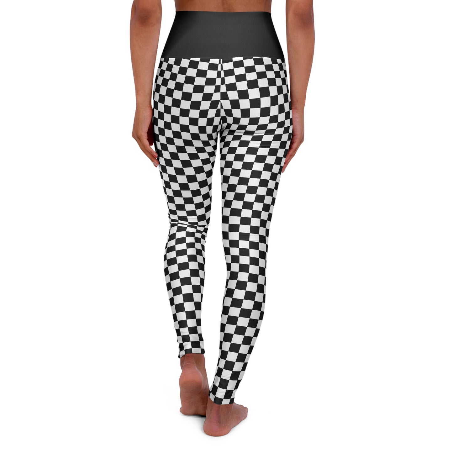 Long Island Sports Cars Checkered High Waisted Yoga Leggings - Stylish Comfort for Active Lifestyles