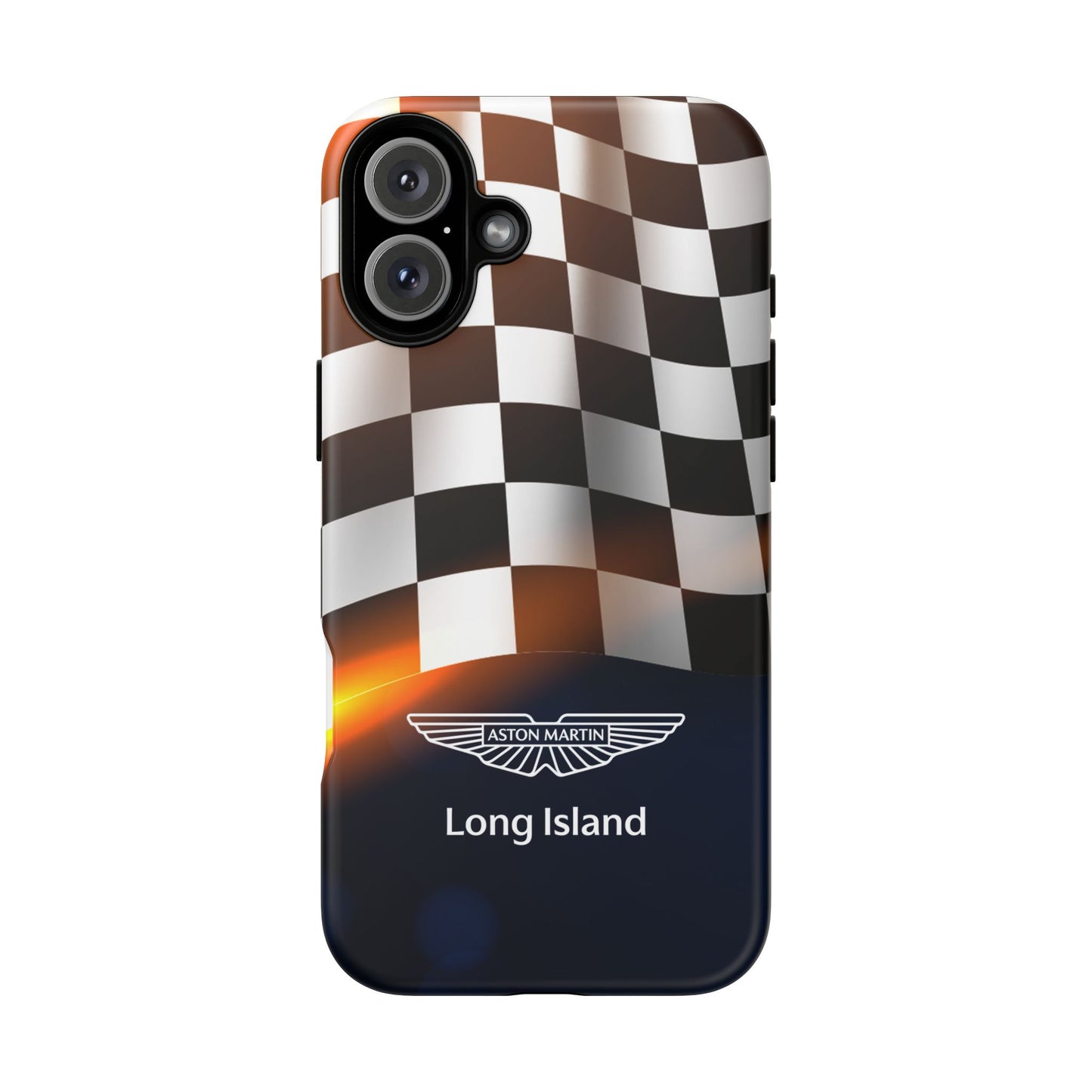Aston Martin Long Island F1 Checkered Flag Impact-Resistant Phone Case | Durable Protection for Car Enthusiasts