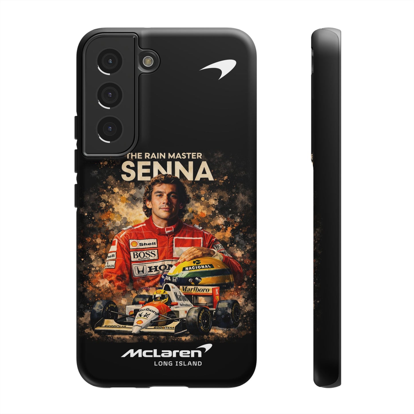 McLaren Long Island “The Rain Master” Ayrton Senna Inspired Impact-Resistant Phone Case | Durable Protection for Car Enthusiasts