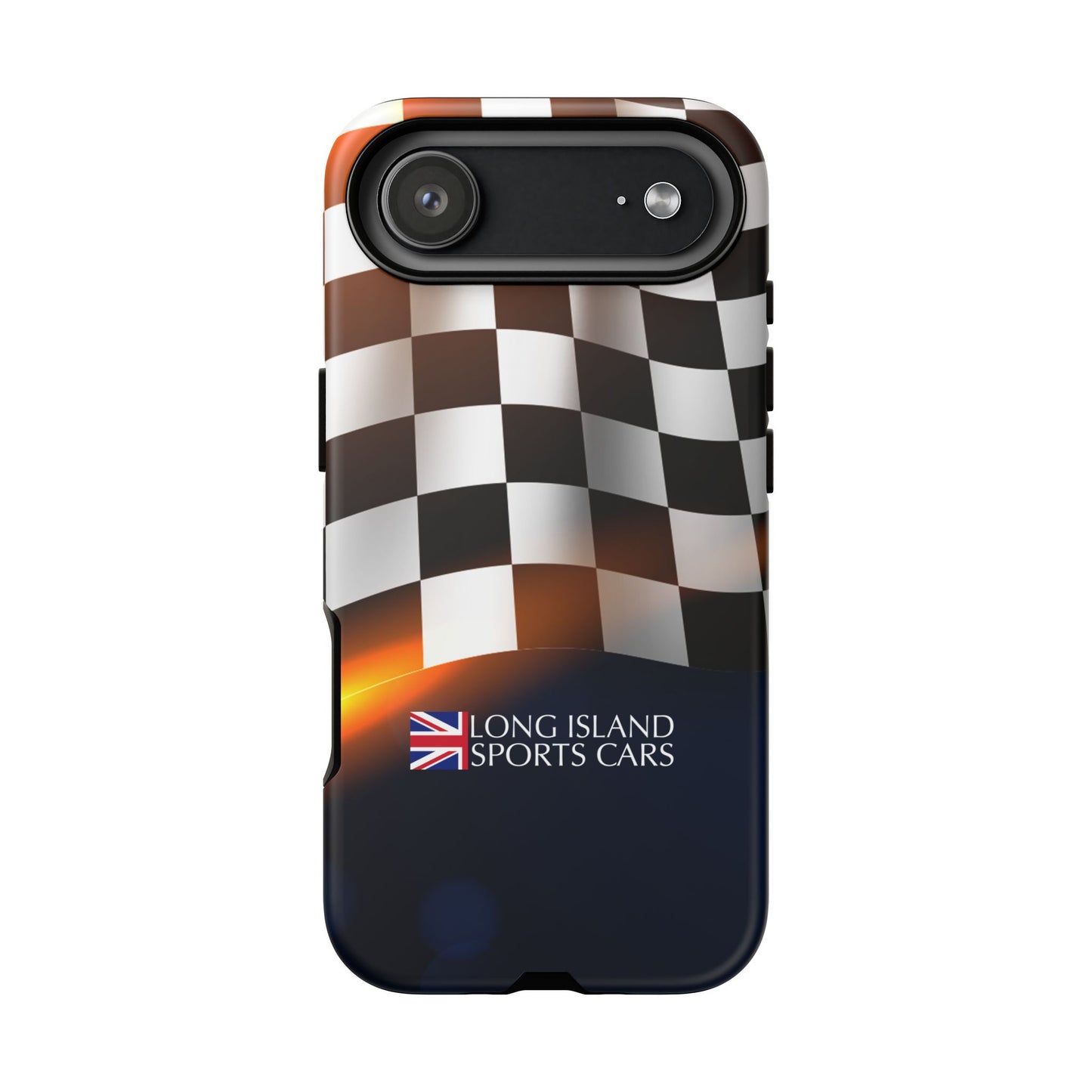 Long Island Sports Cars F1 Checkered Flag Impact-Resistant Phone Case | Durable Protection for Car Enthusiasts