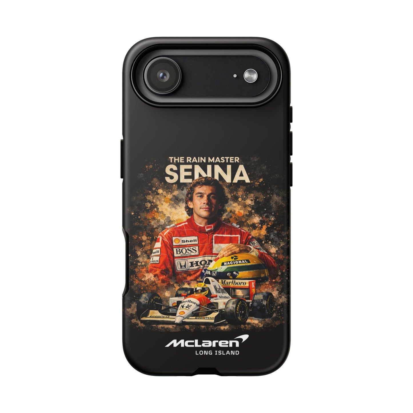 McLaren Long Island “The Rain Master” Ayrton Senna Inspired Impact-Resistant Phone Case | Durable Protection for Car Enthusiasts