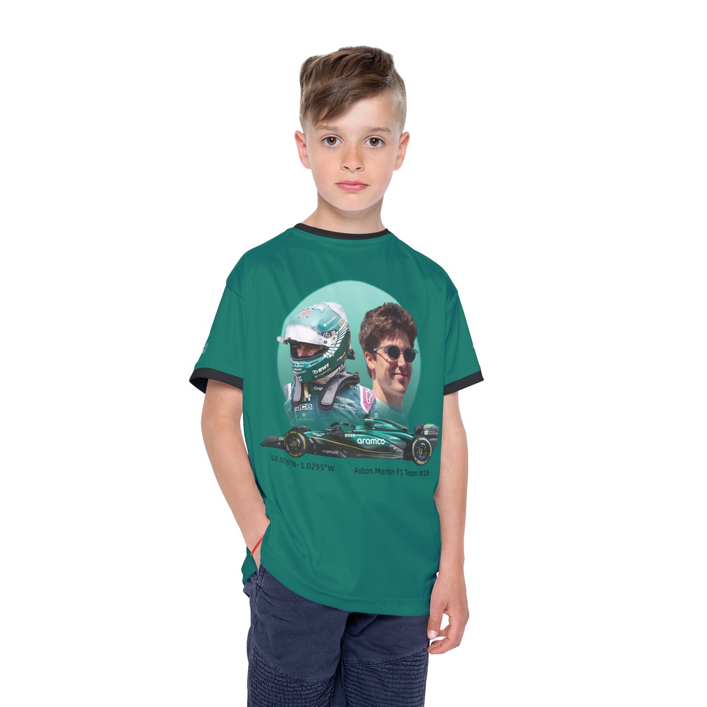 Kids Sports Jersey -Lance Stroll Formula 1 inspired Design for Young Speed Enthusiasts