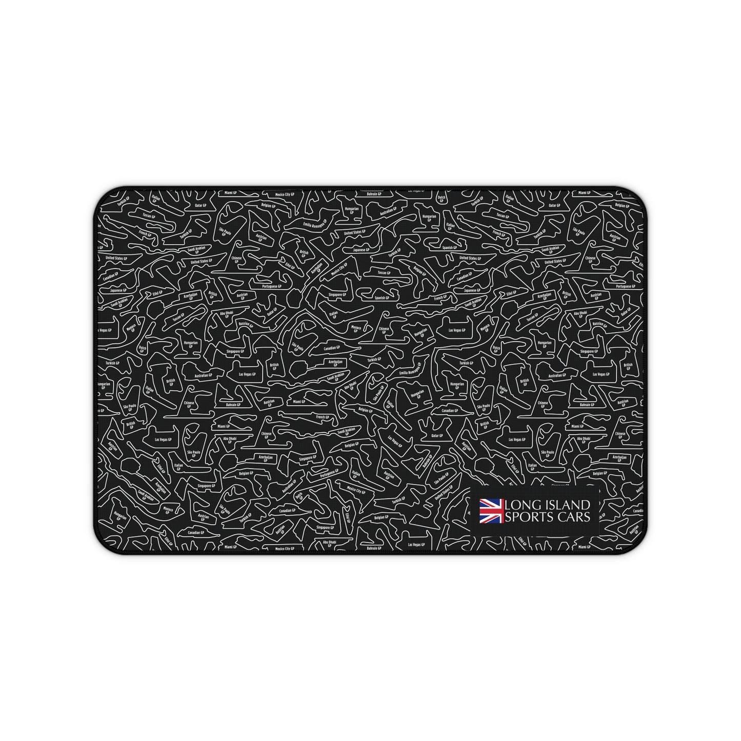 Long Island Sports Cars Mouse Pad Black F1 Racing Track Pattern Desk Mat