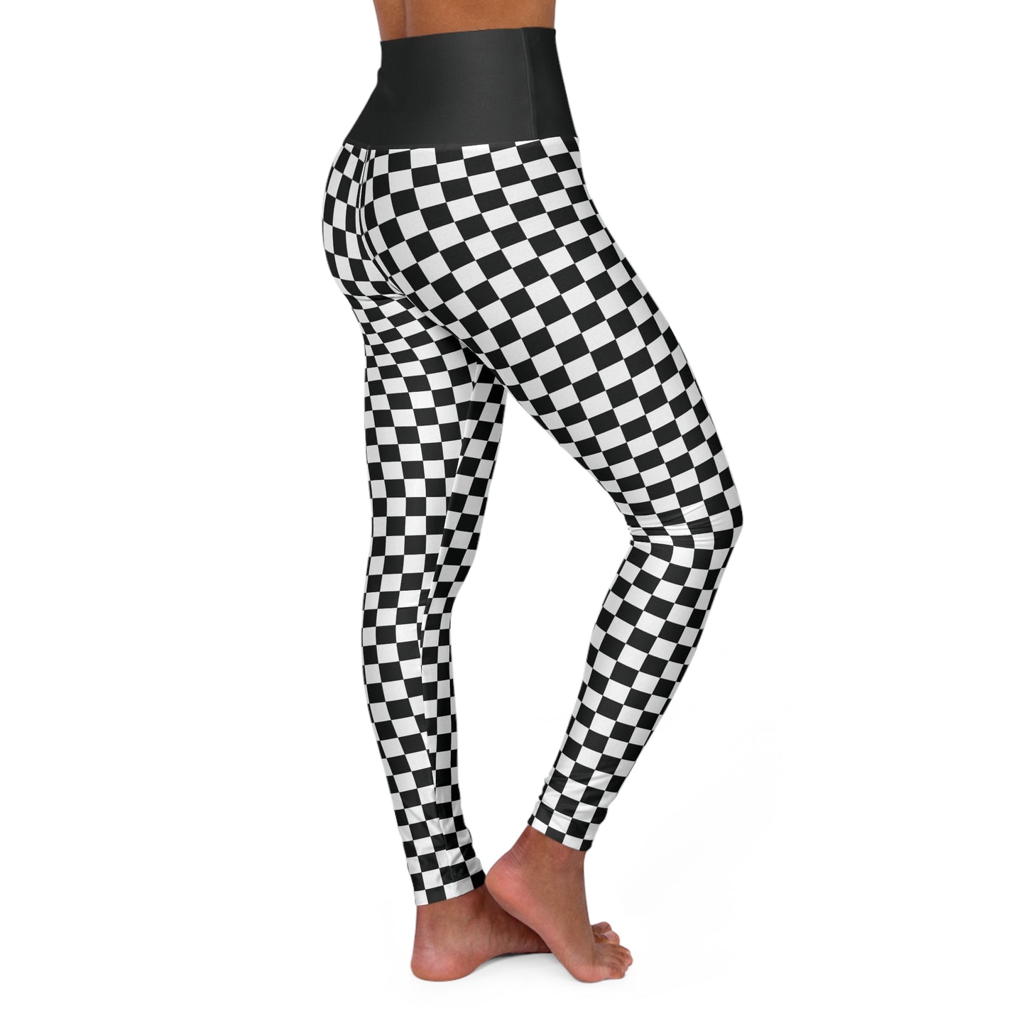 Long Island Sports Cars Checkered High Waisted Yoga Leggings - Stylish Comfort for Active Lifestyles