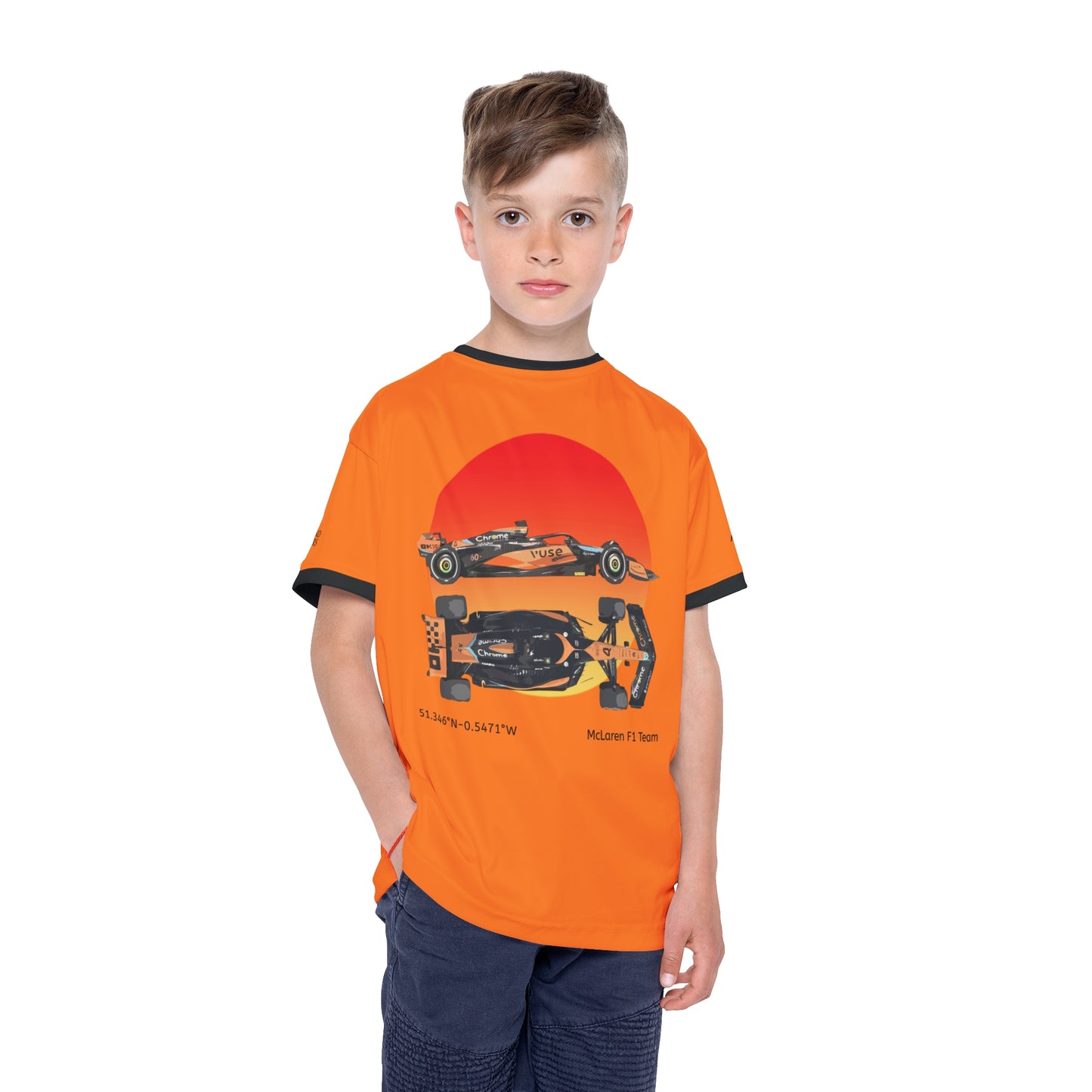 Kids Sports Jersey - McLaren Formula 1 inspired Design for Young Speed Enthusiasts