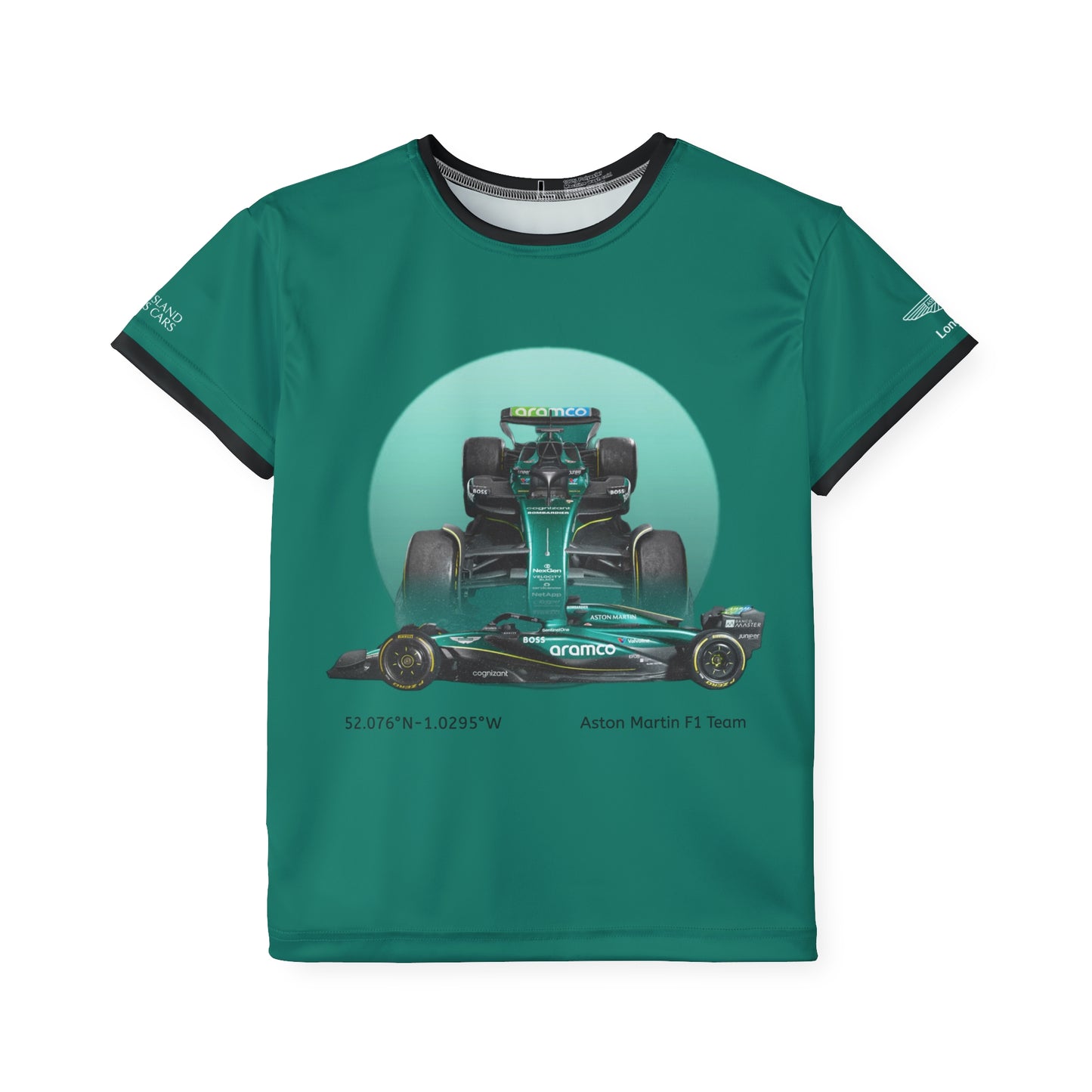 Kids Sports Jersey -Aston Martin Formula 1 inspired Design for Young Speed Enthusiasts