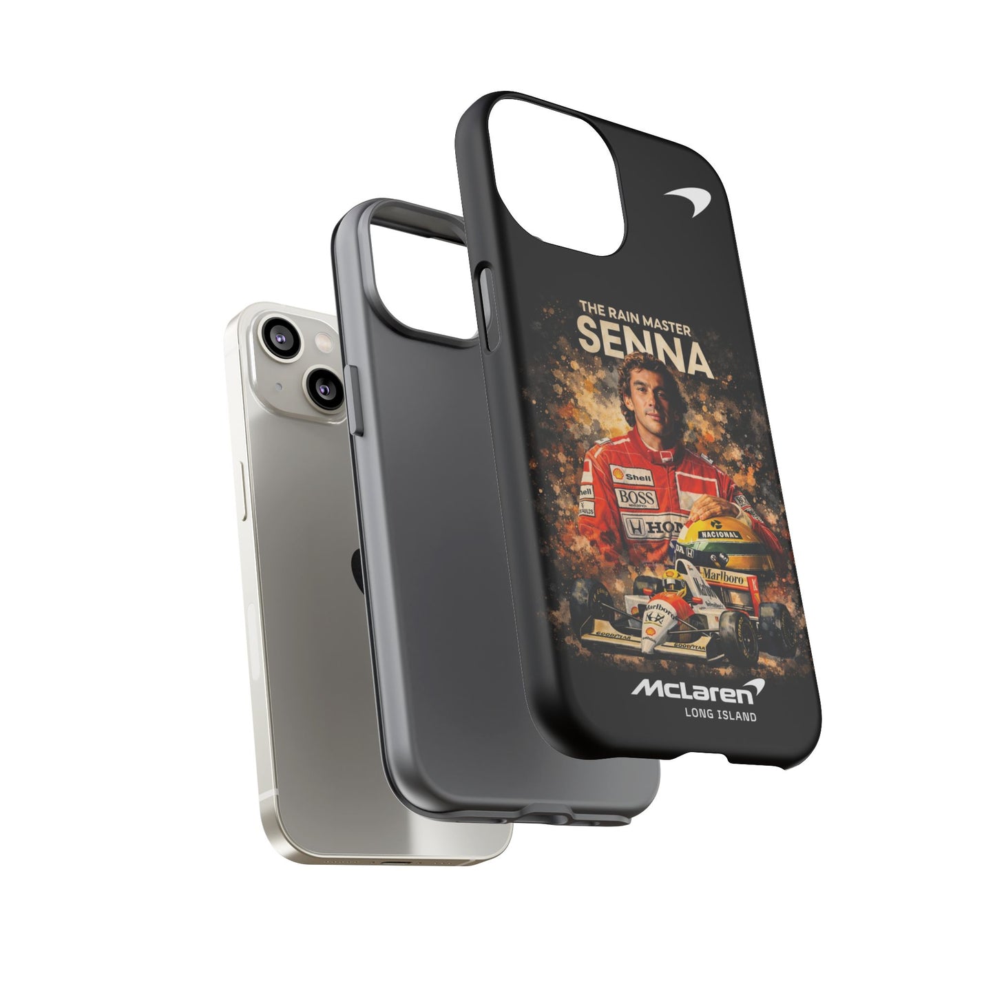McLaren Long Island “The Rain Master” Ayrton Senna Inspired Impact-Resistant Phone Case | Durable Protection for Car Enthusiasts