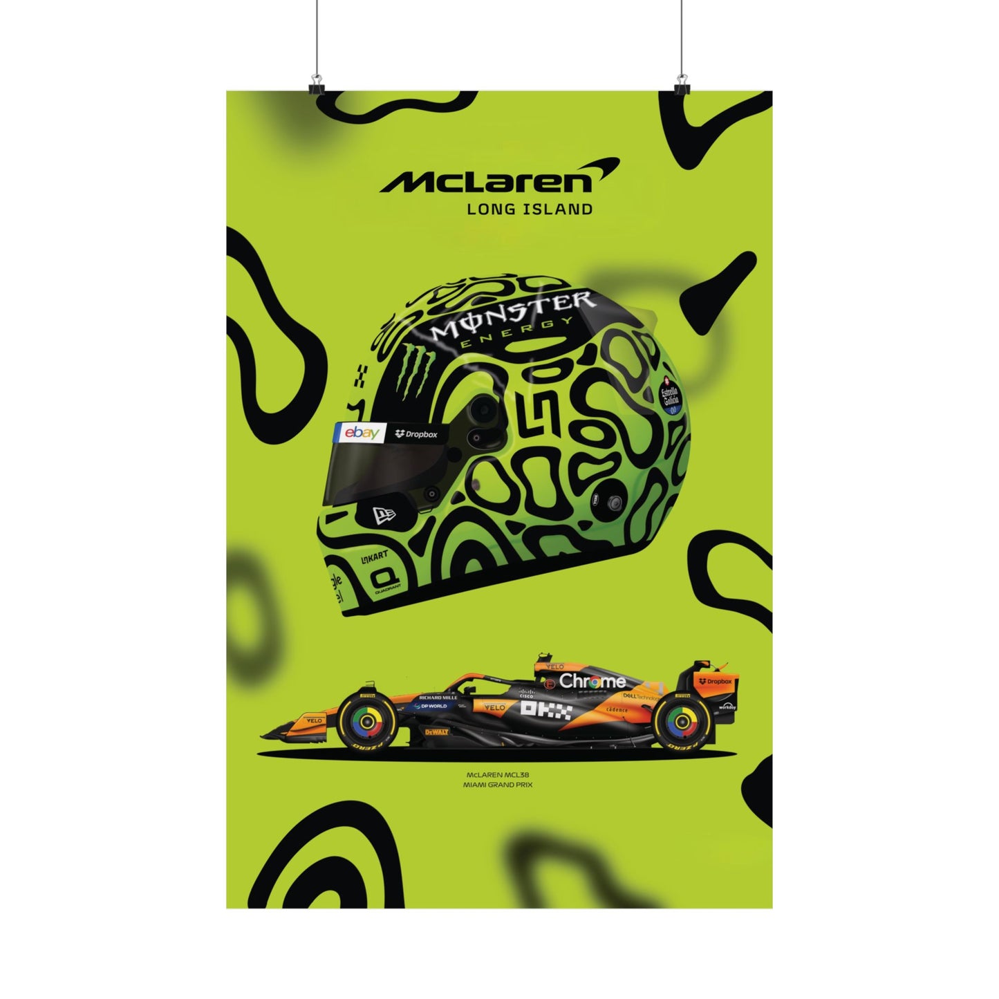 McLaren Long Island Formula 1 inspired | Norris McLaren McL38 Miami Grand Prix Satin Poster