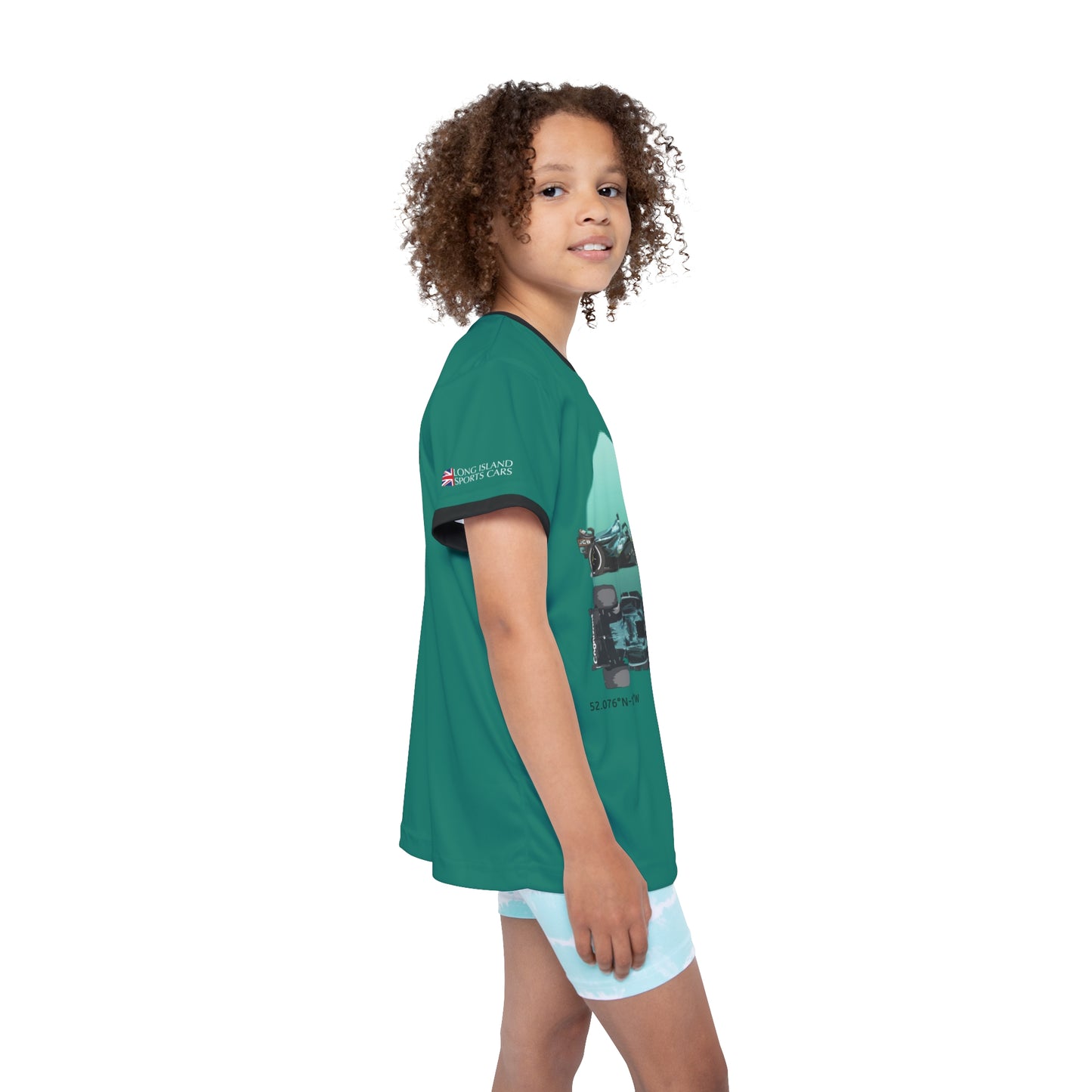 Kids Sports Jersey -Aston Martin Formula 1 inspired Design for Young Speed Enthusiasts