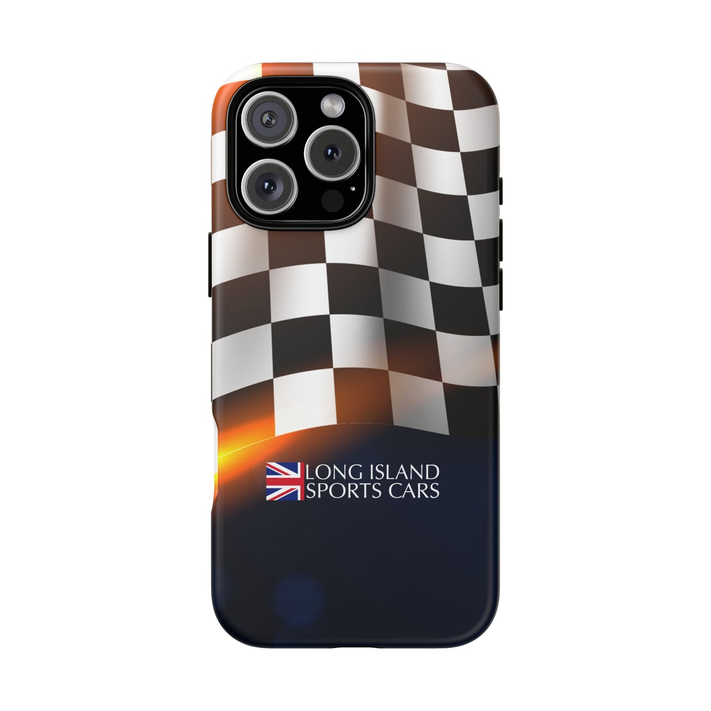 Long Island Sports Cars F1 Checkered Flag Impact-Resistant Phone Case | Durable Protection for Car Enthusiasts