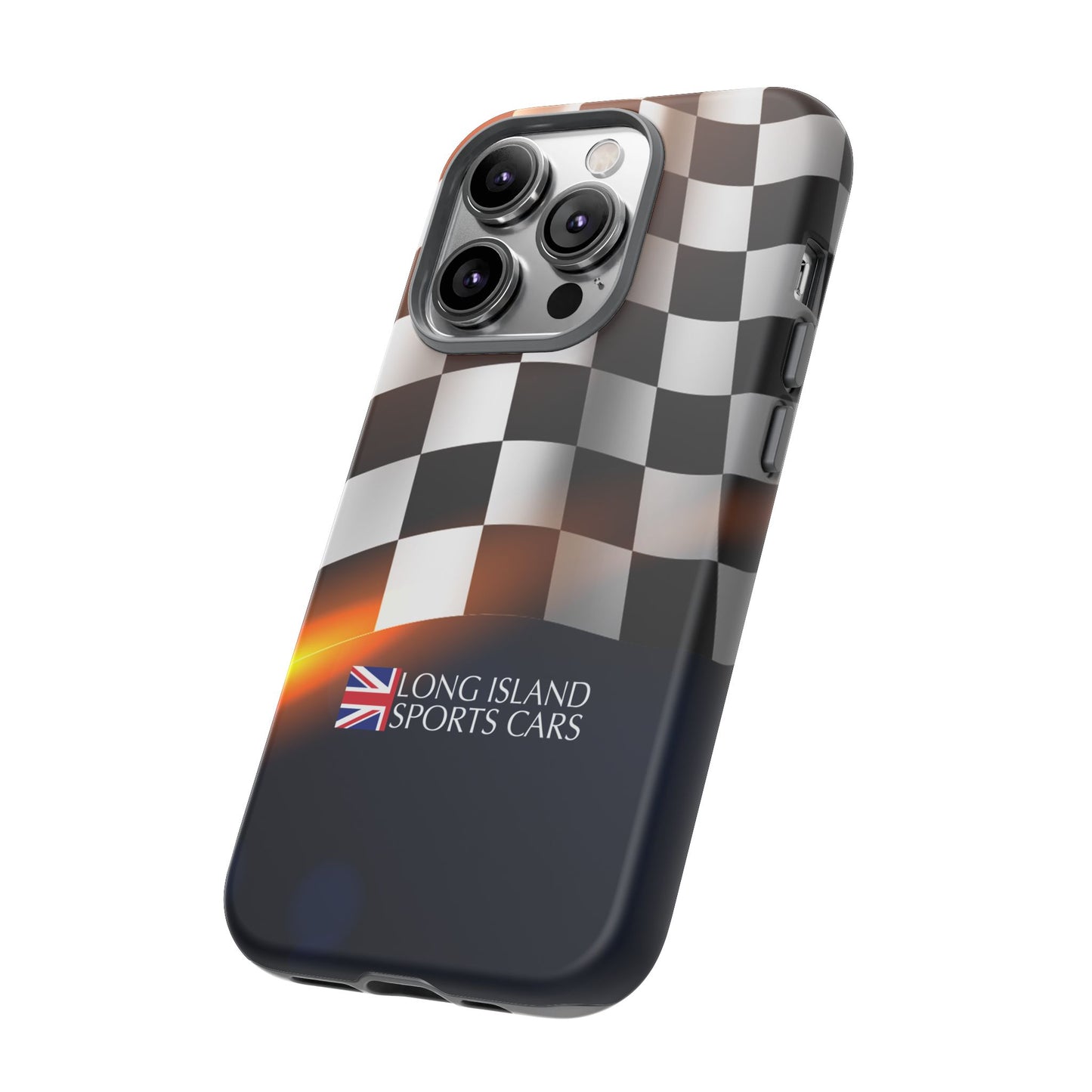 Long Island Sports Cars F1 Checkered Flag Impact-Resistant Phone Case | Durable Protection for Car Enthusiasts