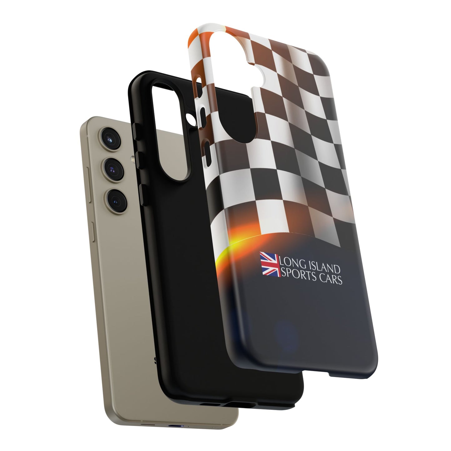 Long Island Sports Cars F1 Checkered Flag Impact-Resistant Phone Case | Durable Protection for Car Enthusiasts