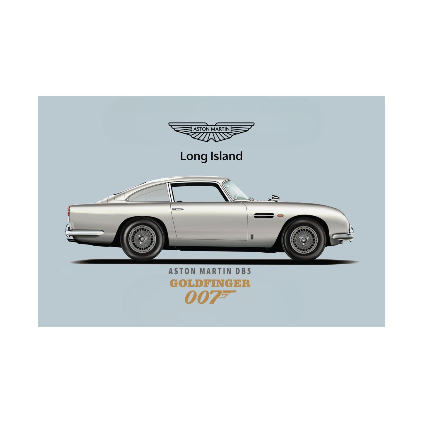 Aston Martin Long Island DB5 Goldfinger 007 inspired (B) Satin Poster