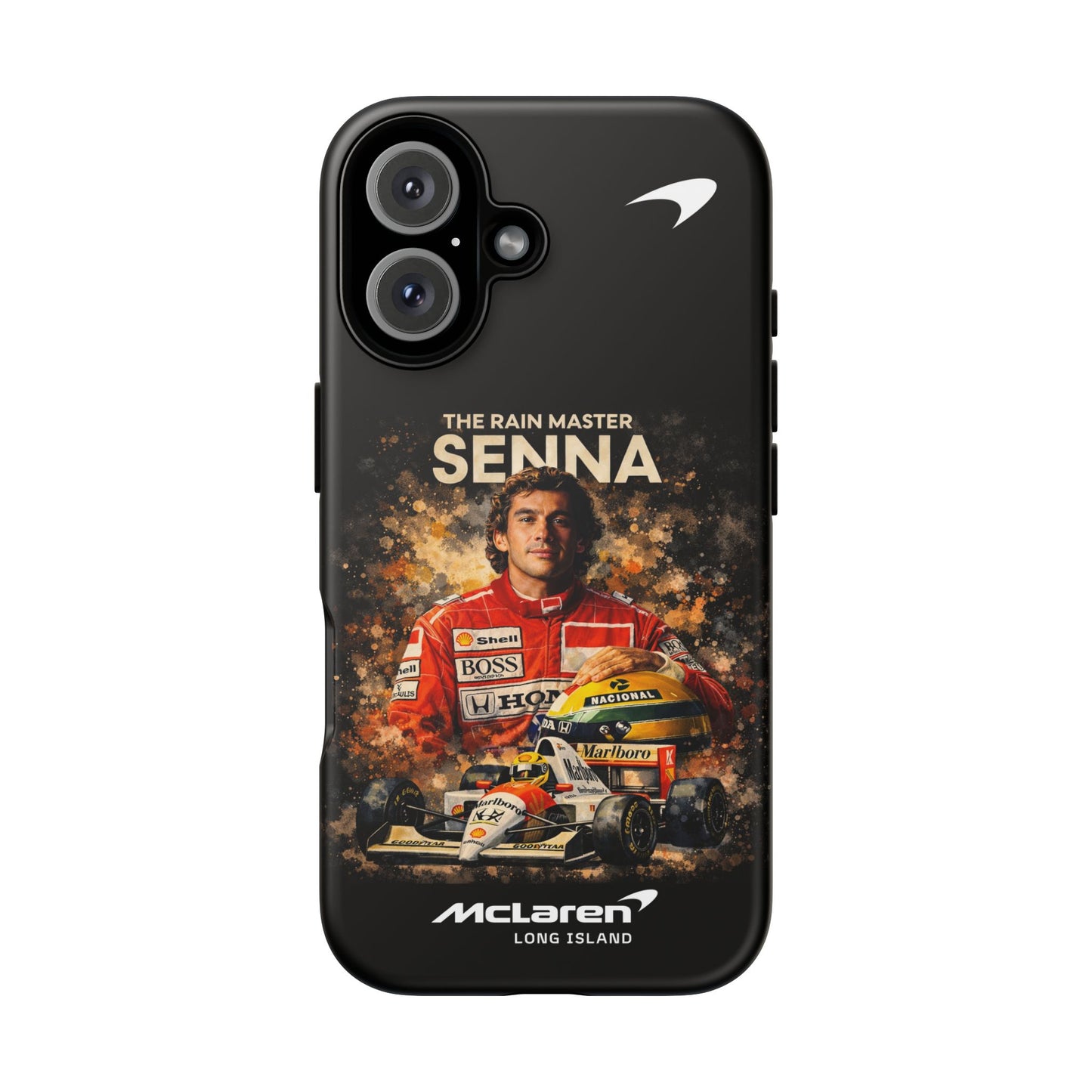 McLaren Long Island “The Rain Master” Ayrton Senna Inspired Impact-Resistant Phone Case | Durable Protection for Car Enthusiasts