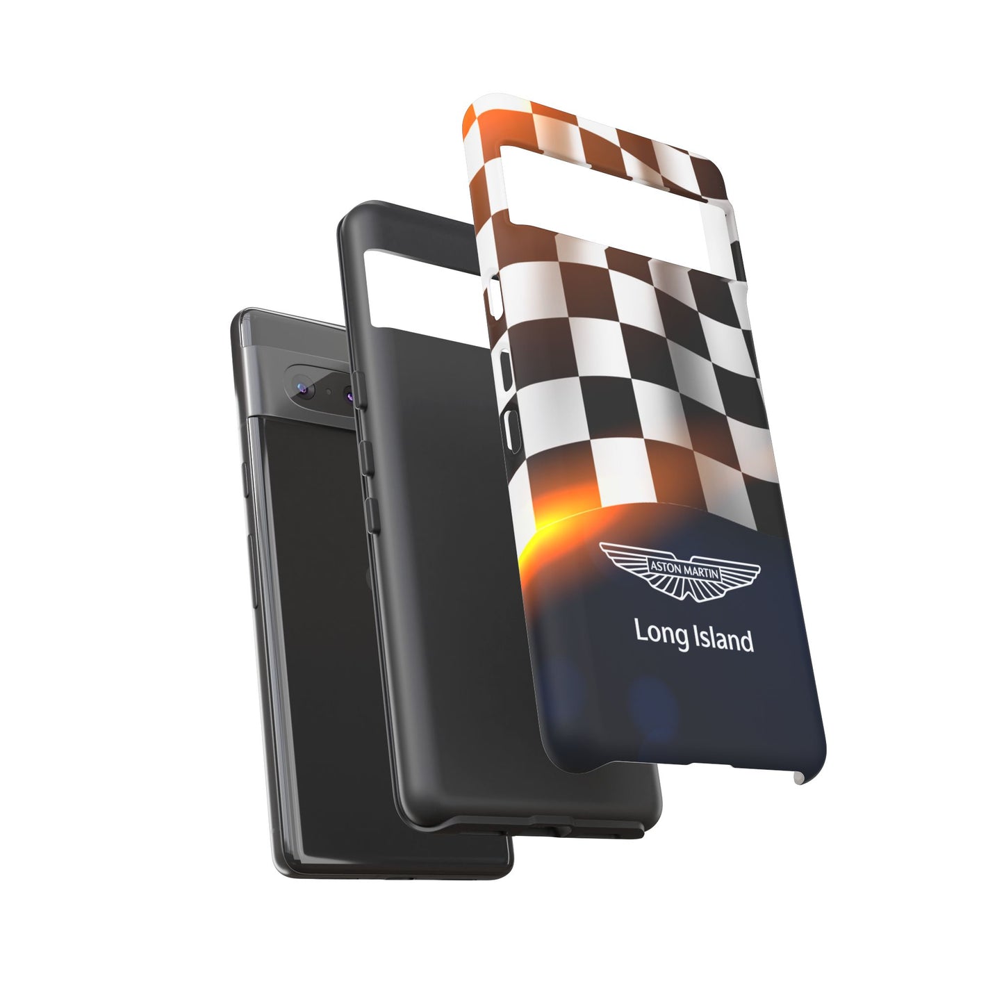Aston Martin Long Island F1 Checkered Flag Impact-Resistant Phone Case | Durable Protection for Car Enthusiasts