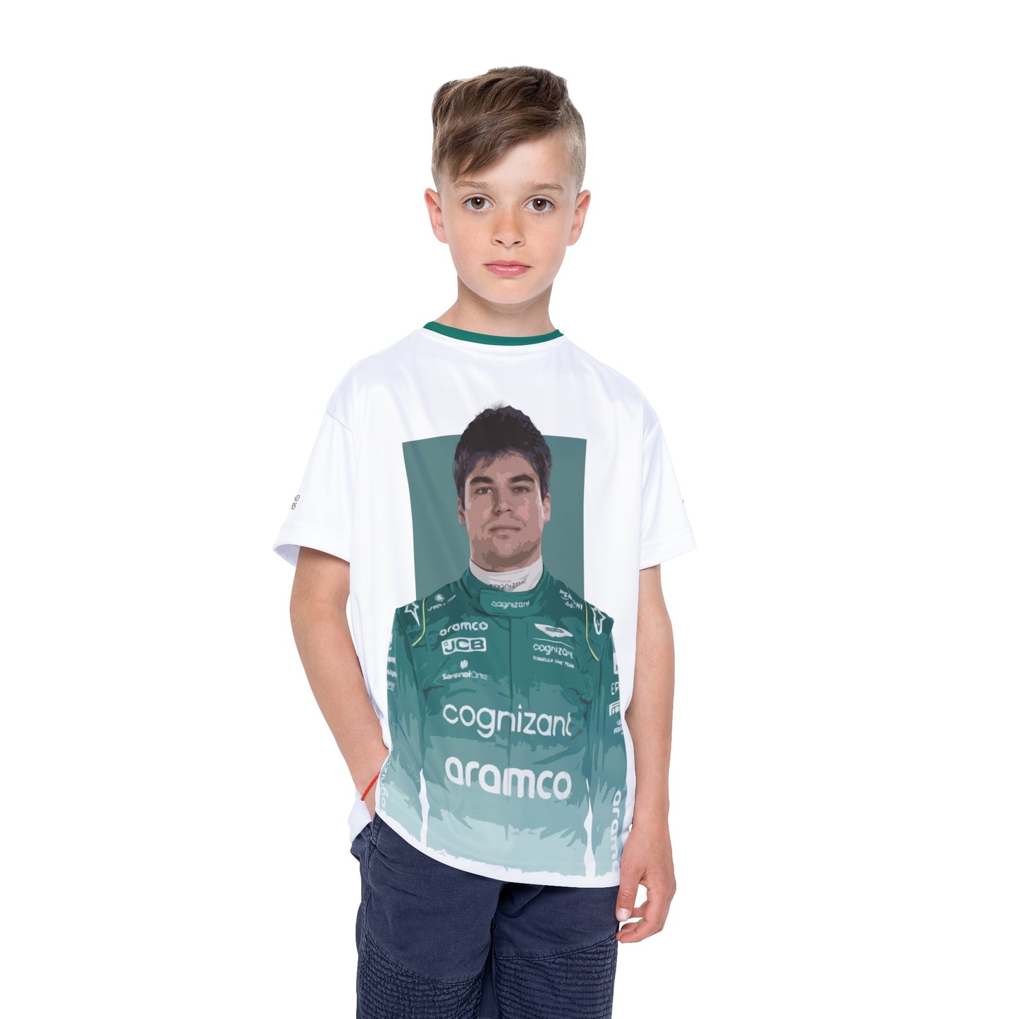 Kids Sports Jersey - Lance Stroll Formula 1 inspired Design for Young Speed Enthusiasts