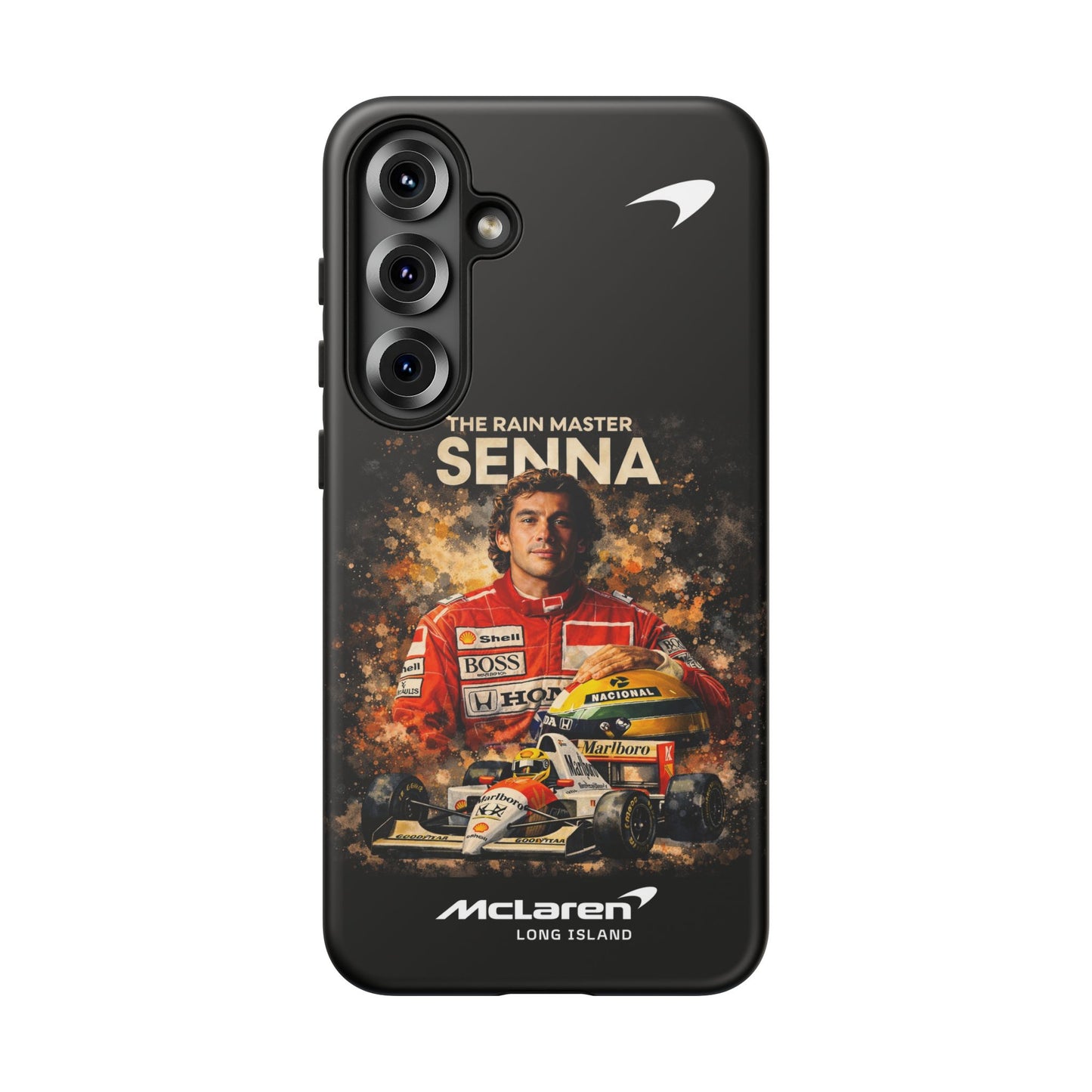 McLaren Long Island “The Rain Master” Ayrton Senna Inspired Impact-Resistant Phone Case | Durable Protection for Car Enthusiasts