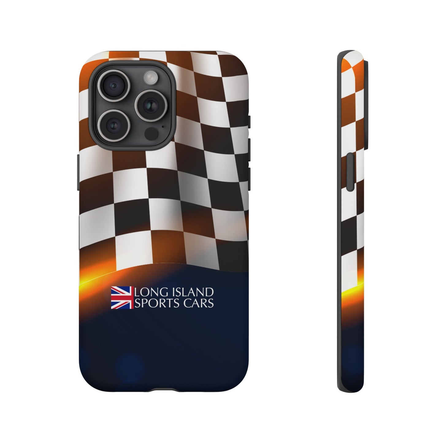 Long Island Sports Cars F1 Checkered Flag Impact-Resistant Phone Case | Durable Protection for Car Enthusiasts