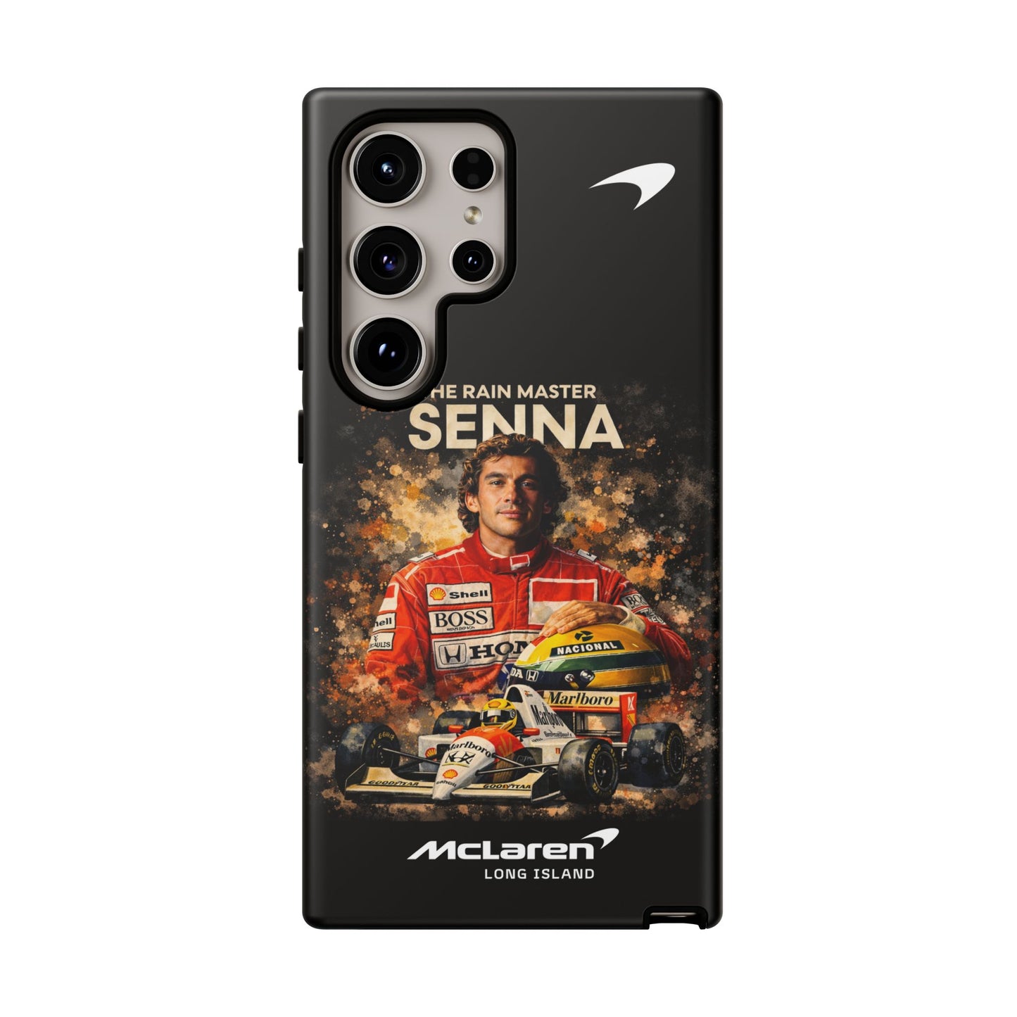 McLaren Long Island “The Rain Master” Ayrton Senna Inspired Impact-Resistant Phone Case | Durable Protection for Car Enthusiasts