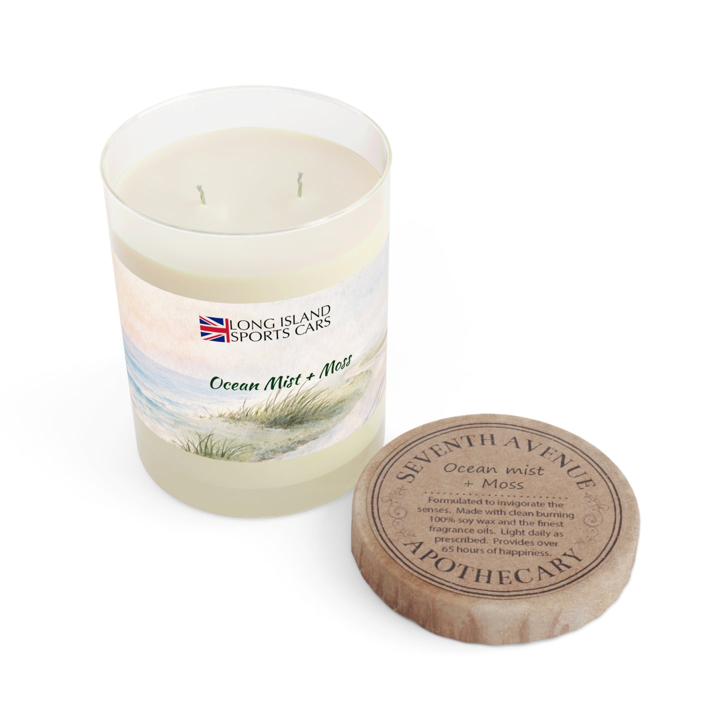 Long Island Sports Cars Scented Candle — Ocean Mist + Moss 11oz Glass Jar
