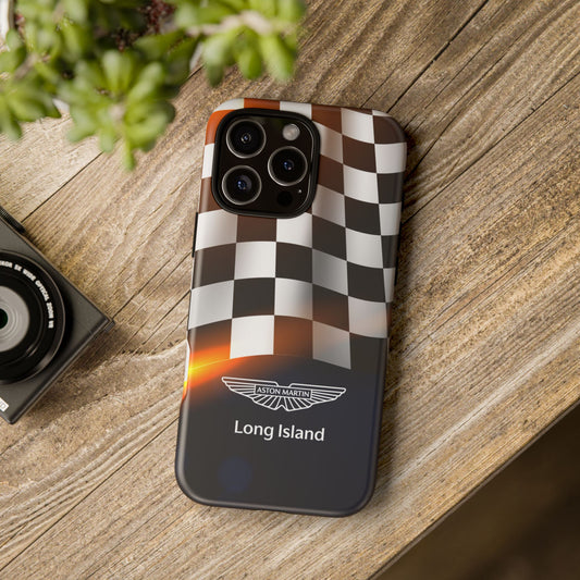 Aston Martin Long Island F1 Checkered Flag Impact-Resistant Phone Case | Durable Protection for Car Enthusiasts
