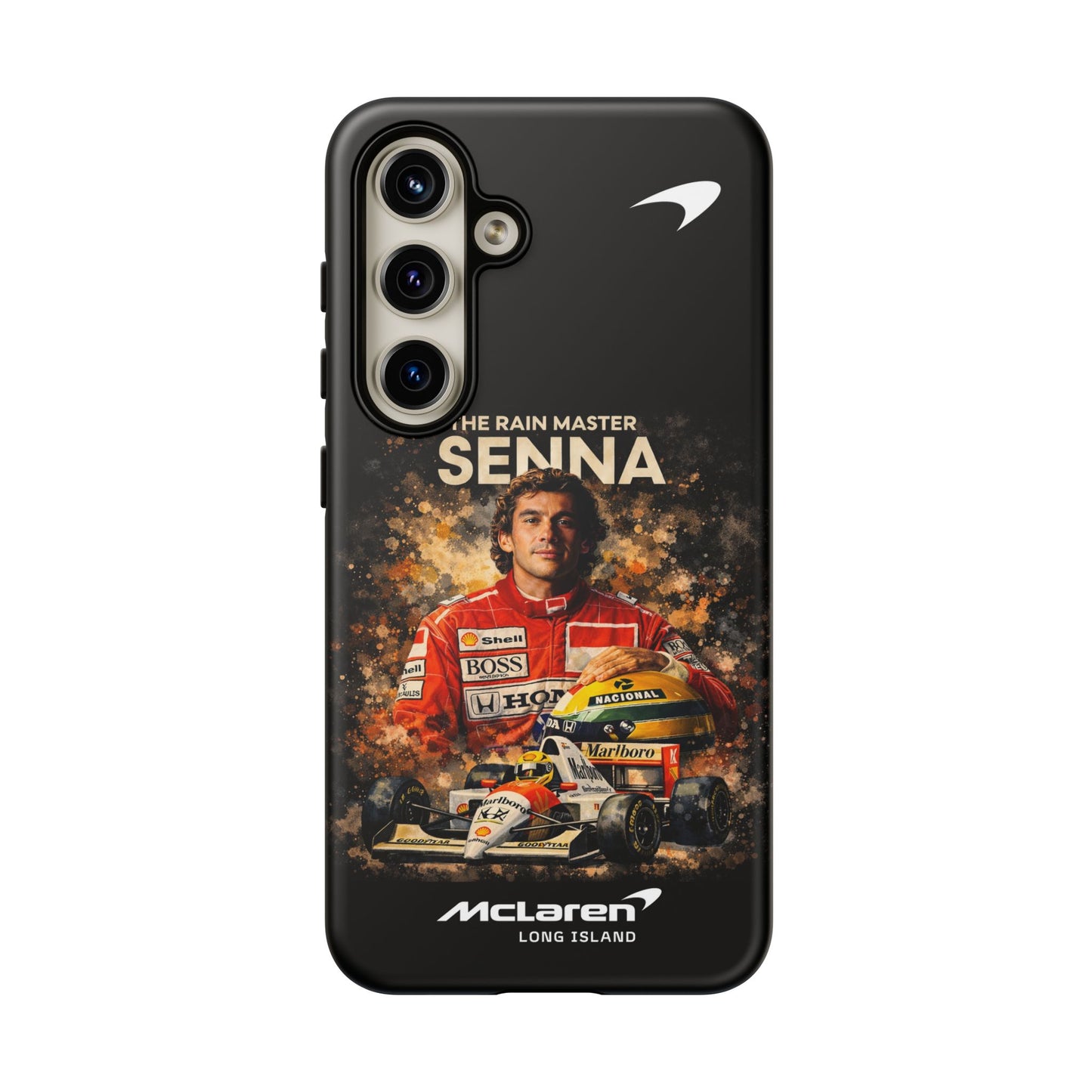 McLaren Long Island “The Rain Master” Ayrton Senna Inspired Impact-Resistant Phone Case | Durable Protection for Car Enthusiasts