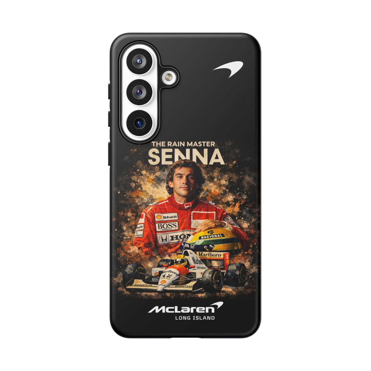 McLaren Long Island “The Rain Master” Ayrton Senna Inspired Impact-Resistant Phone Case | Durable Protection for Car Enthusiasts
