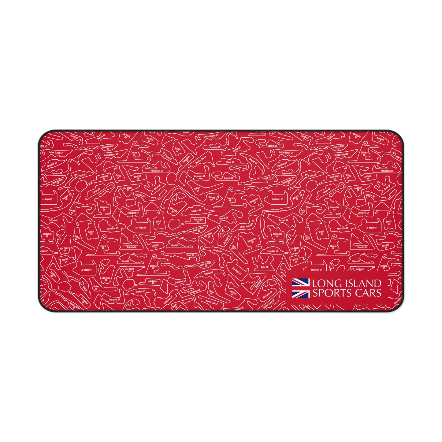 Long Island Sports Cars Mouse Pad Red F1 Racing Track Pattern Desk Mat