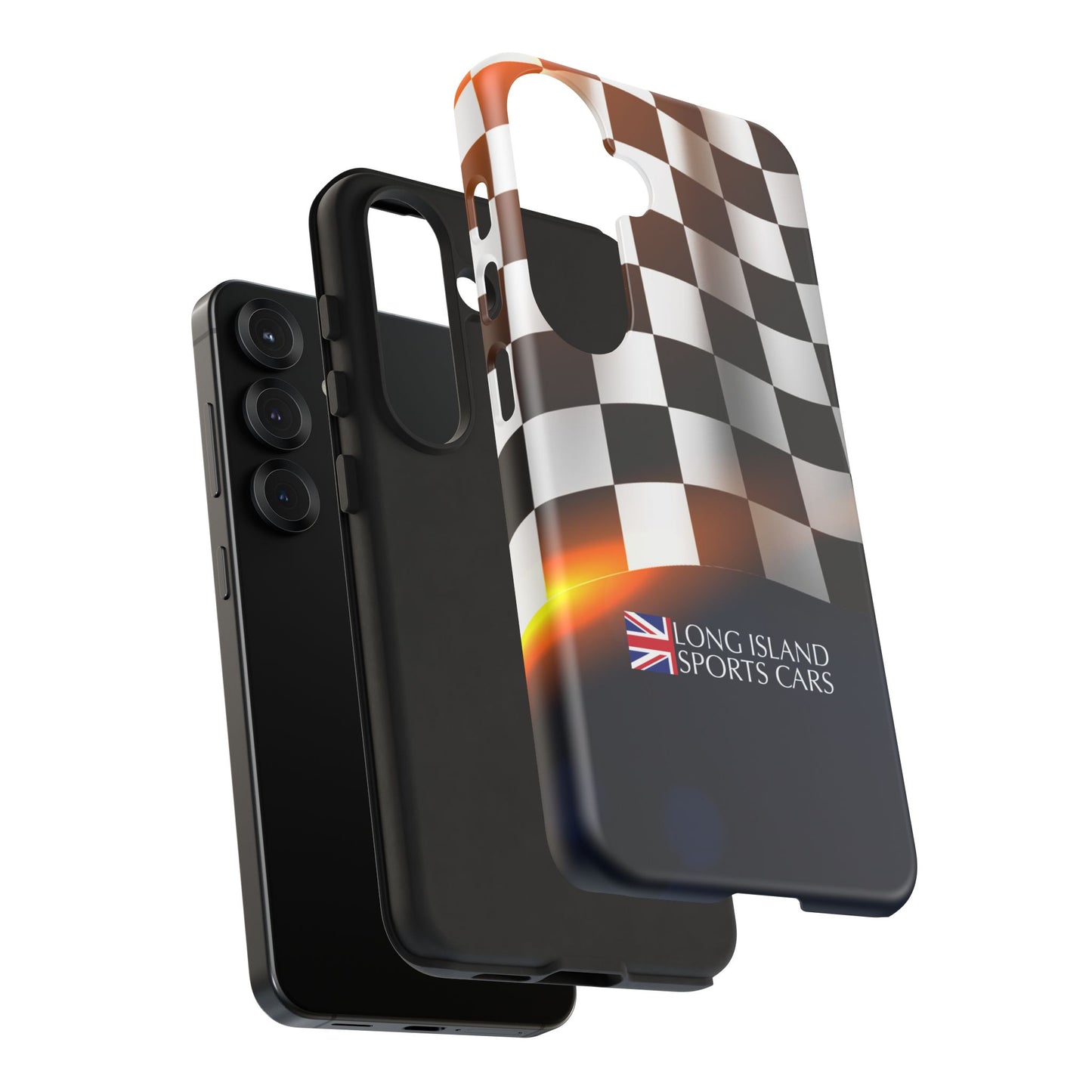 Long Island Sports Cars F1 Checkered Flag Impact-Resistant Phone Case | Durable Protection for Car Enthusiasts