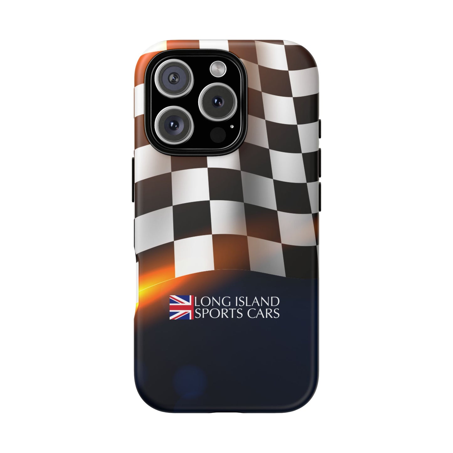 Long Island Sports Cars F1 Checkered Flag Impact-Resistant Phone Case | Durable Protection for Car Enthusiasts