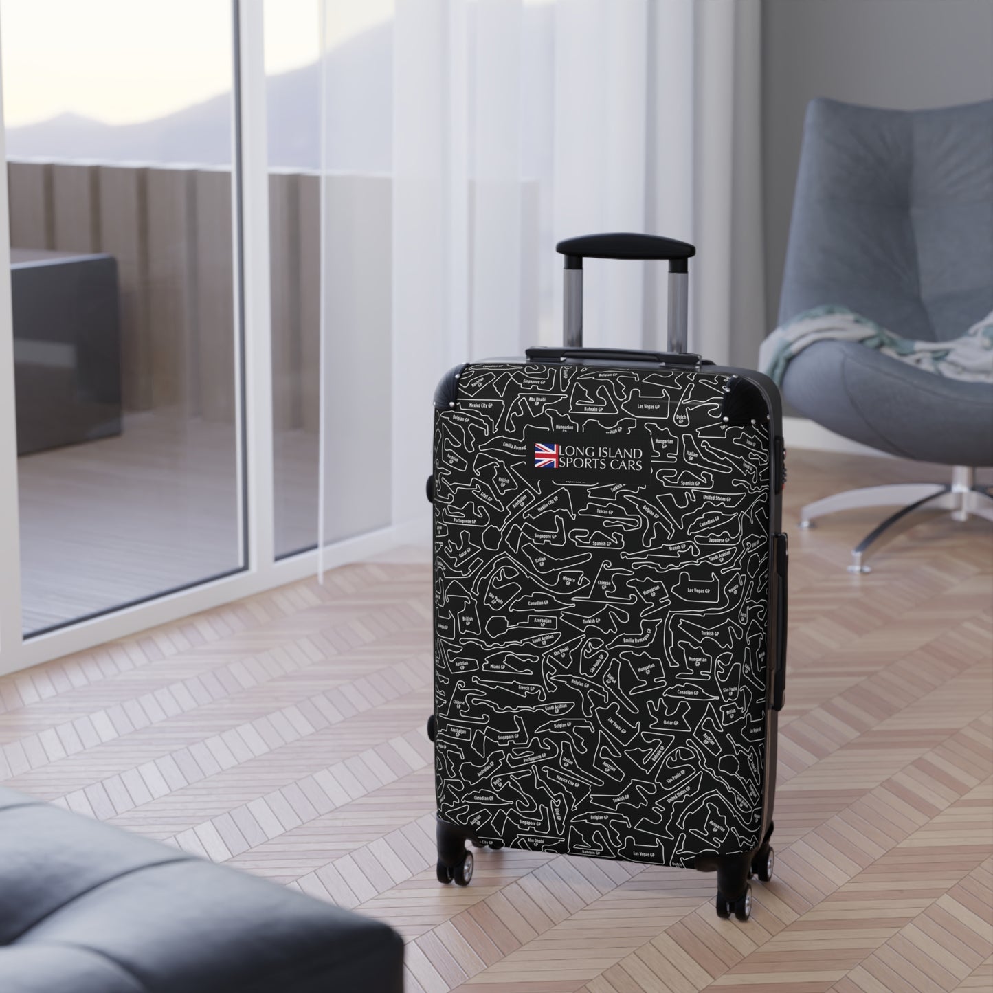 Long Island Sports True Black Cars F1 Racetrack Suitcase