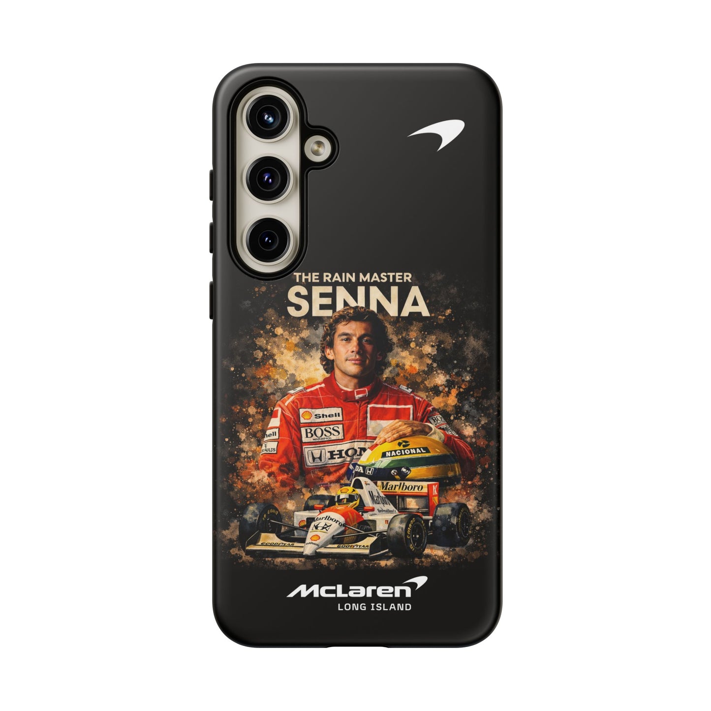 McLaren Long Island “The Rain Master” Ayrton Senna Inspired Impact-Resistant Phone Case | Durable Protection for Car Enthusiasts