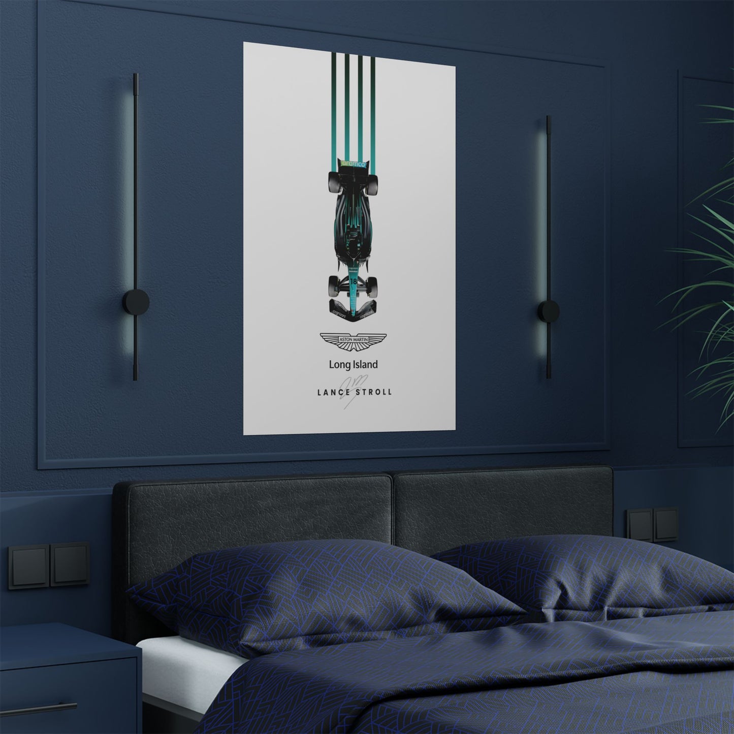 Aston Martin Long Island F1 inspired Satin Poster Lance Stroll Car Home Decor for F1 Fans