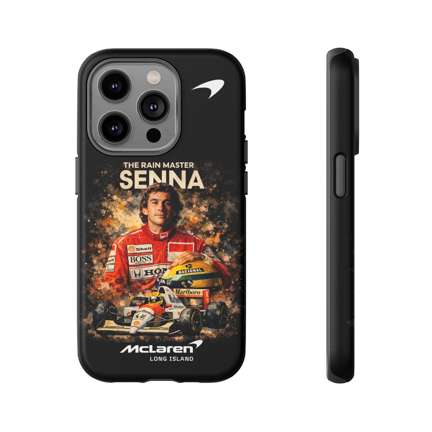 McLaren Long Island “The Rain Master” Ayrton Senna Inspired Impact-Resistant Phone Case | Durable Protection for Car Enthusiasts