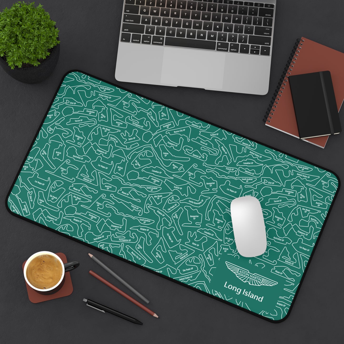 Aston Matin Long Island Mouse Pad Red F1 Racing Track Pattern Desk Mat