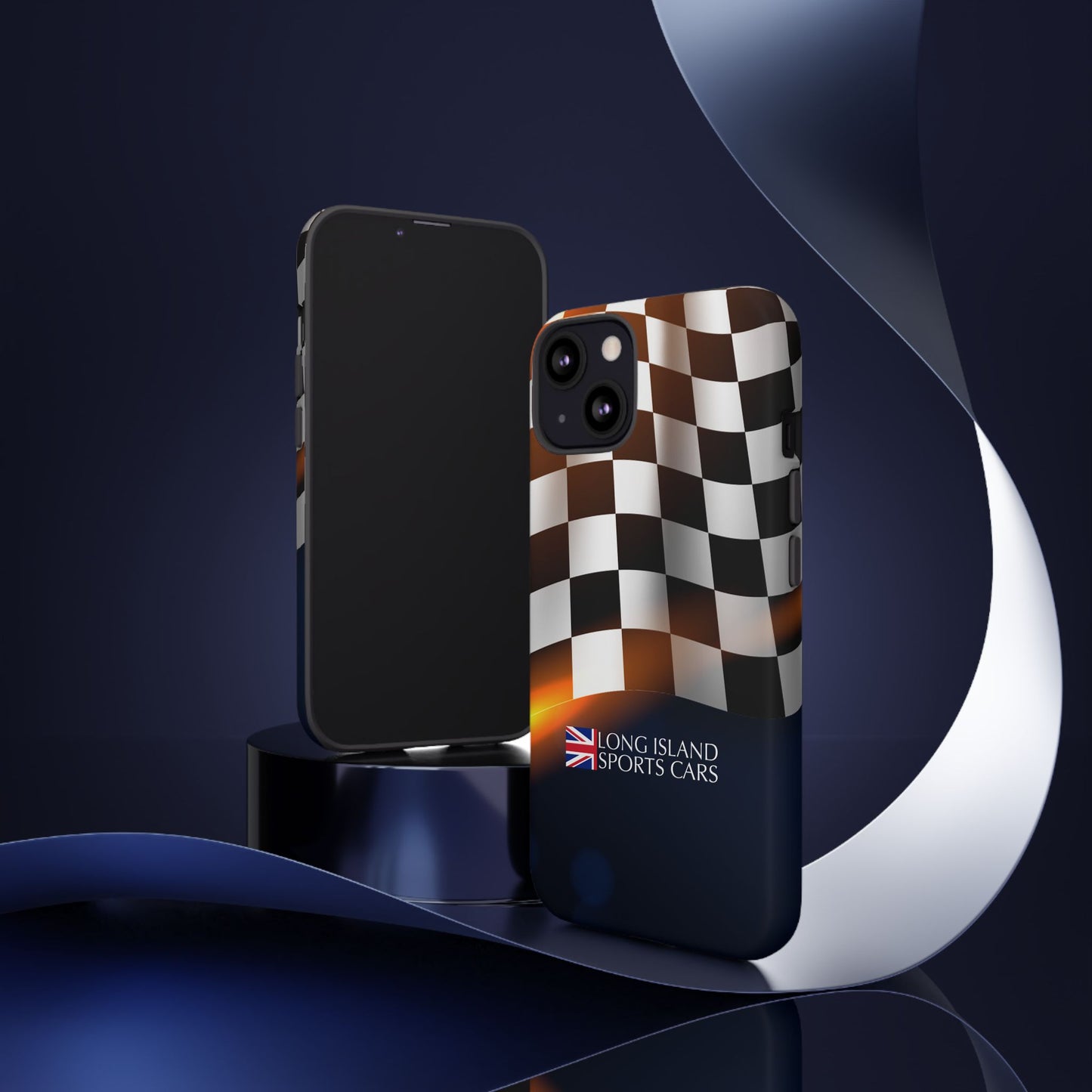 Long Island Sports Cars F1 Checkered Flag Impact-Resistant Phone Case | Durable Protection for Car Enthusiasts